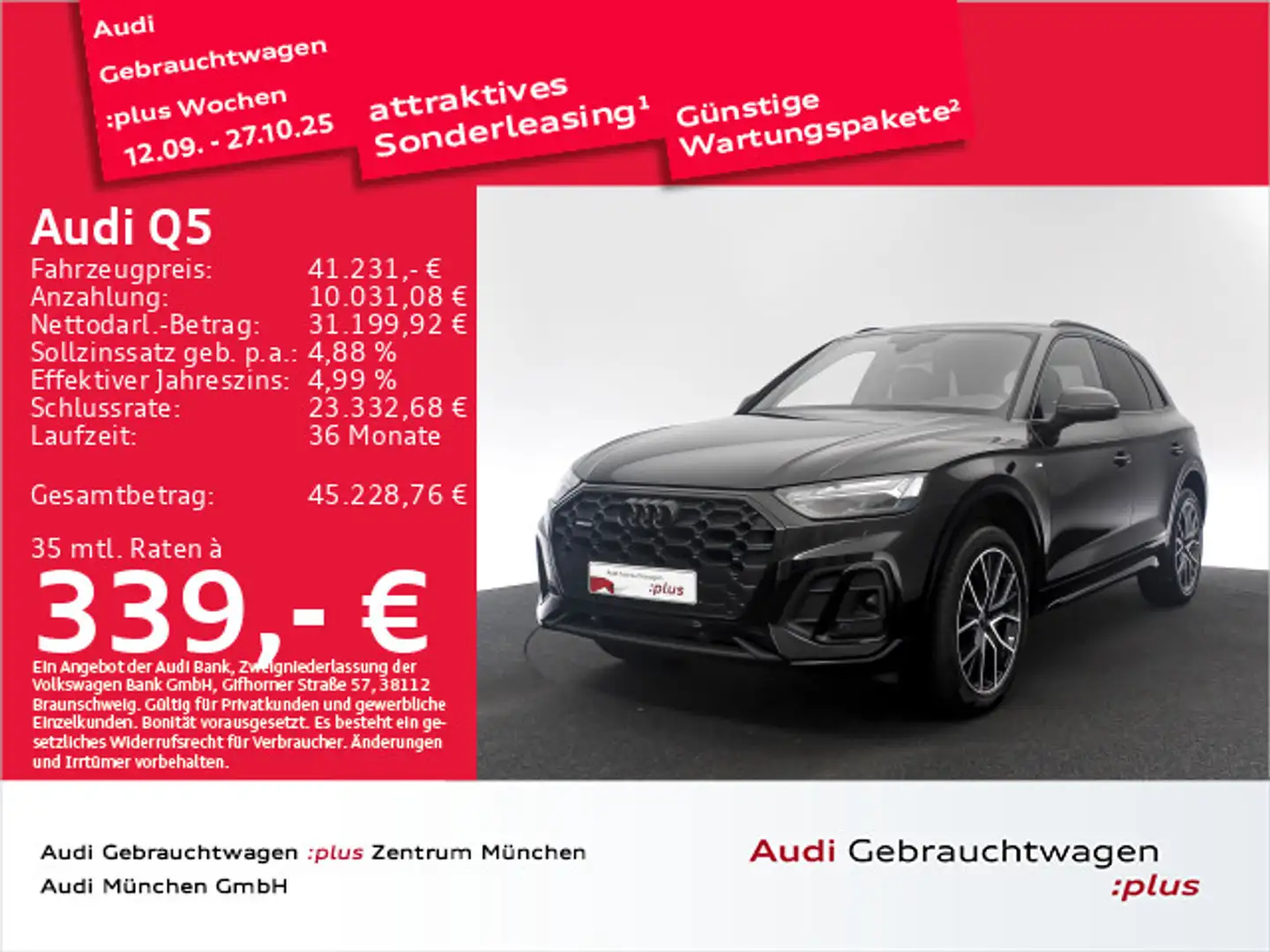 Audi Q5 45 TFSI qu. S tronic S line HuD/Matrix/Kamera Schwarz - 1