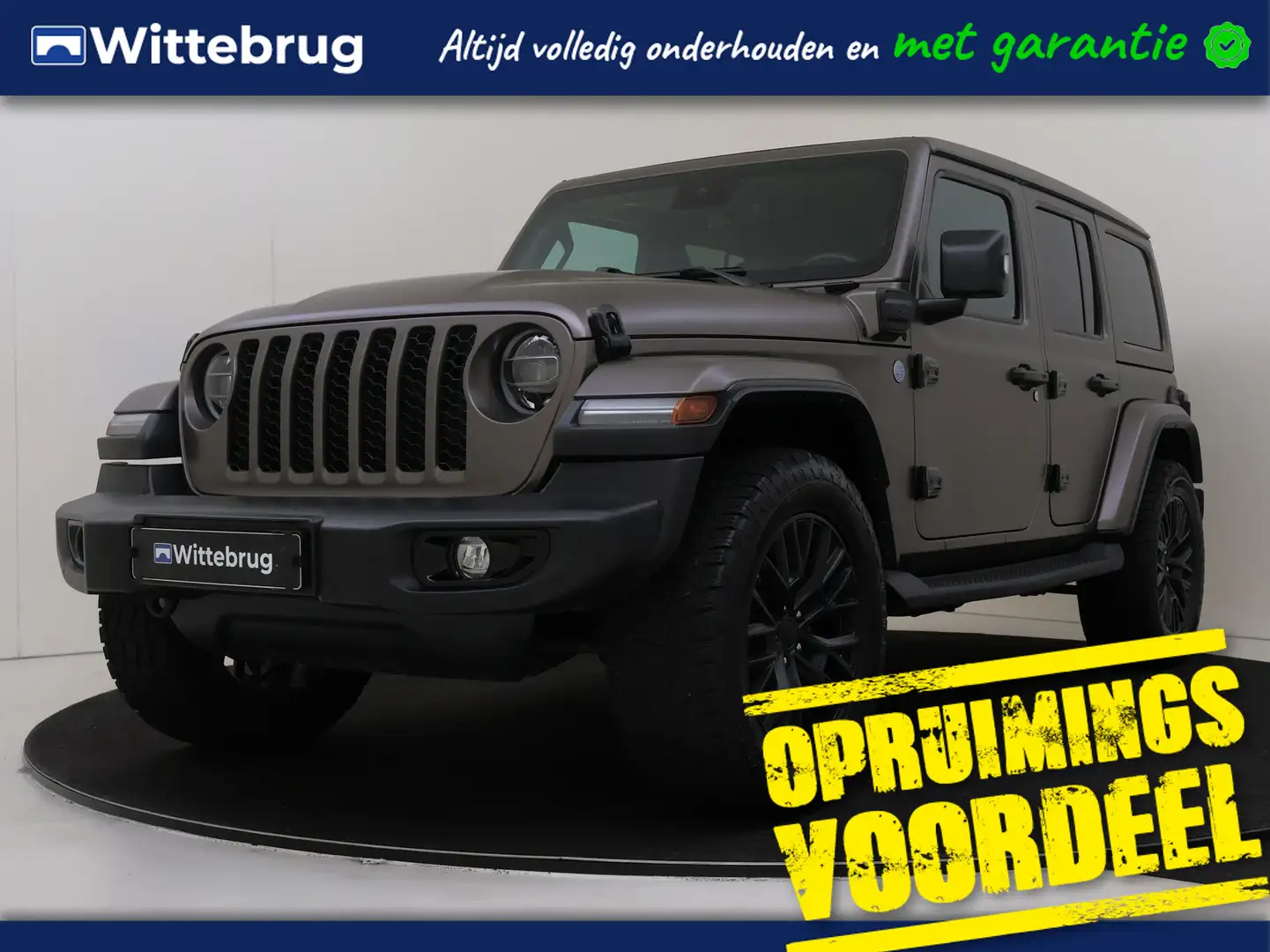 Jeep Wrangler Unlimited 4xe 380 Sahara CABRIO & BRUIN LEER & 20 Zwart - 1