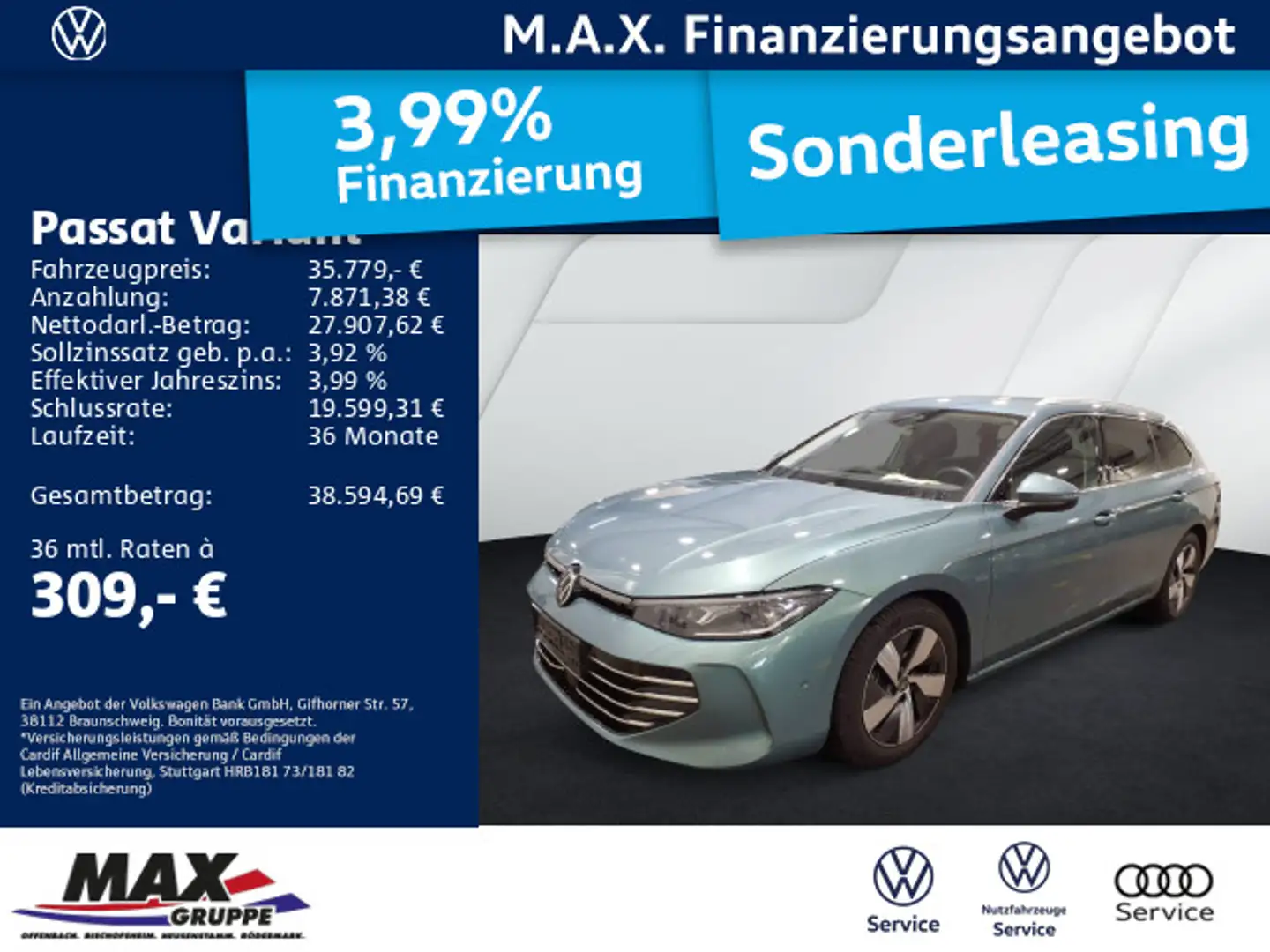 Volkswagen Passat Variant 2.0 TDI DSG ELEGANCE IQ.LIGHT+AHK Grün - 1