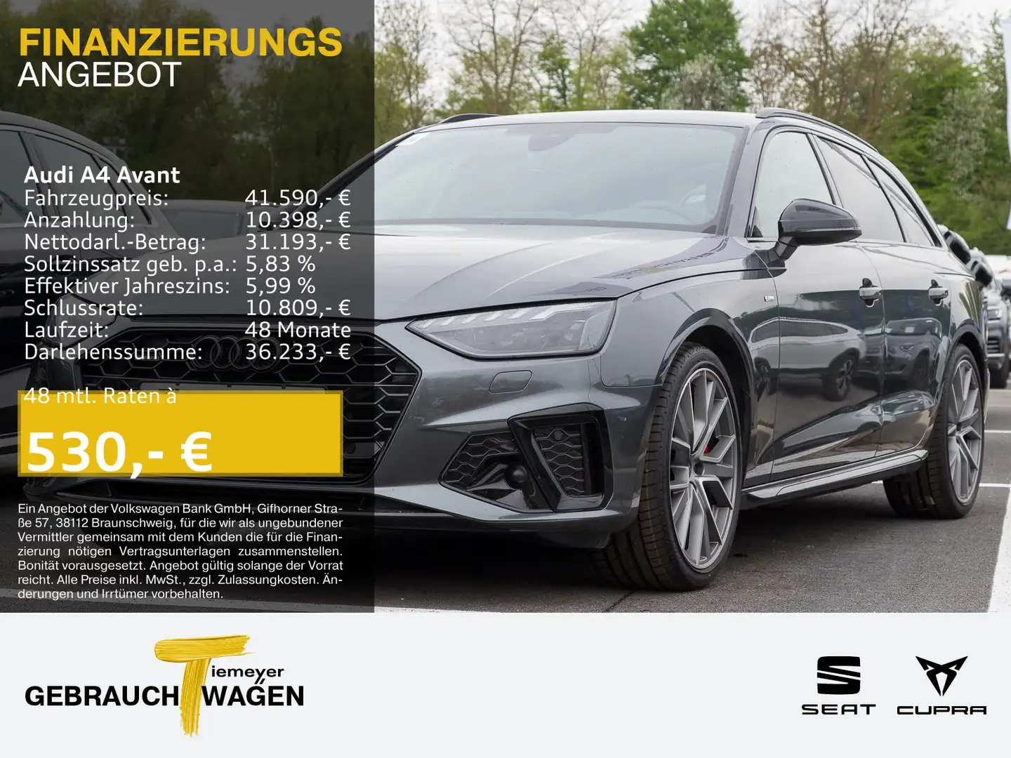 Audi A4 40 TFSI Q 2x S LINE MATRIX KAMERA VIRTU Grau - 1
