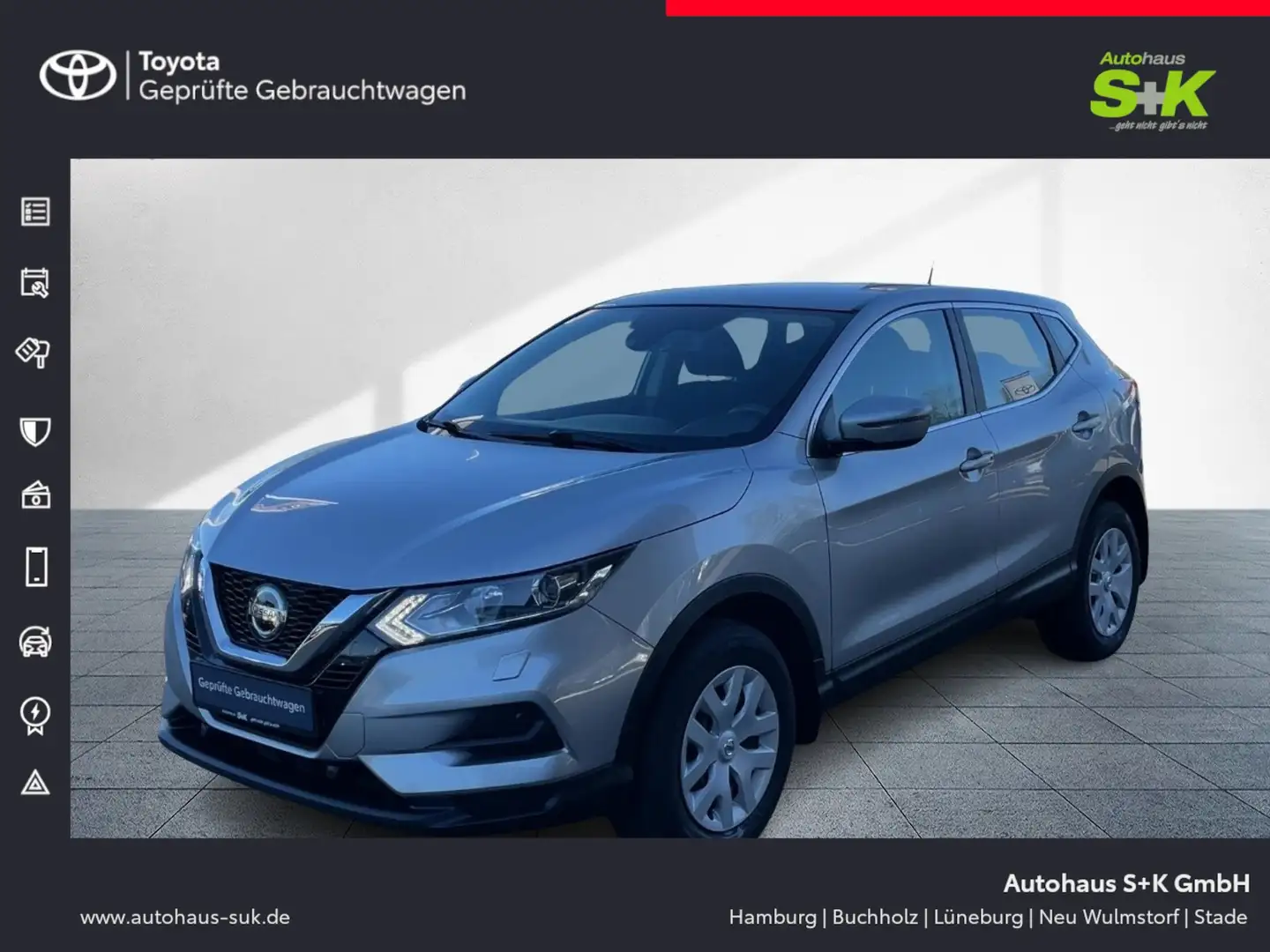 Nissan Qashqai 1,3 Ltr. Acenta*Bluetooth*Klima*PDC Vo+Hi**** Zilver - 1