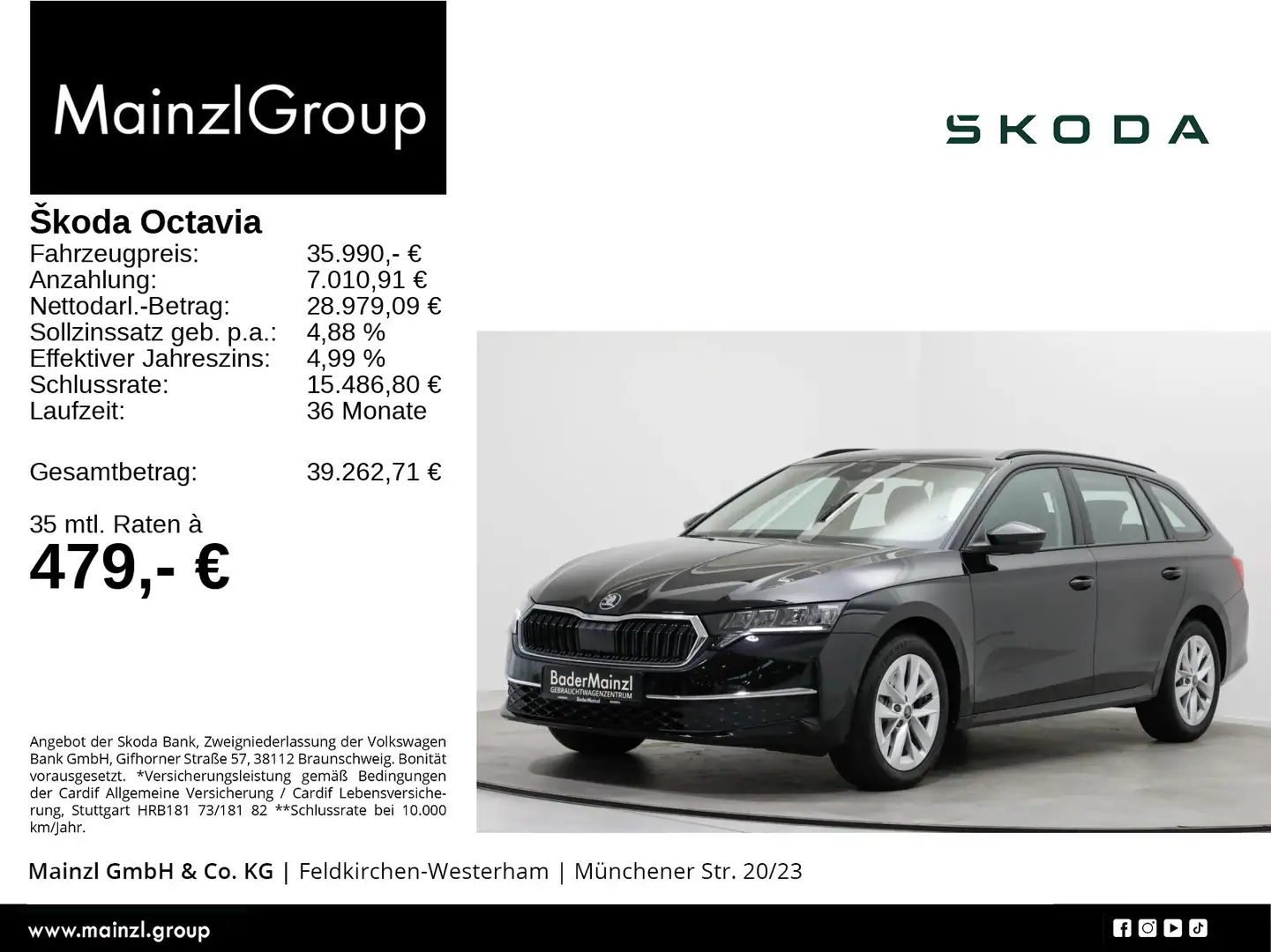 Skoda Octavia Combi 1.5 TSI DSG CarPlay PDC SHZ Schwarz - 1