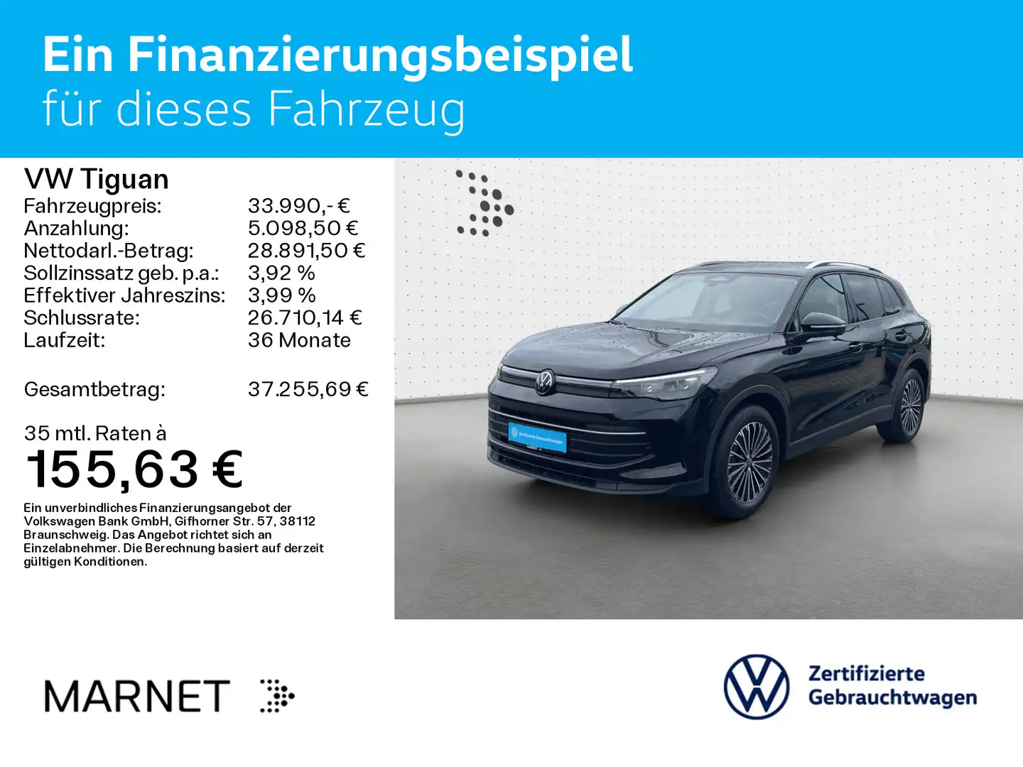 Volkswagen Tiguan 2.0 TDI DSG LIFE*AHK*KAMERA*LED*NAVI*KLIM Schwarz - 2