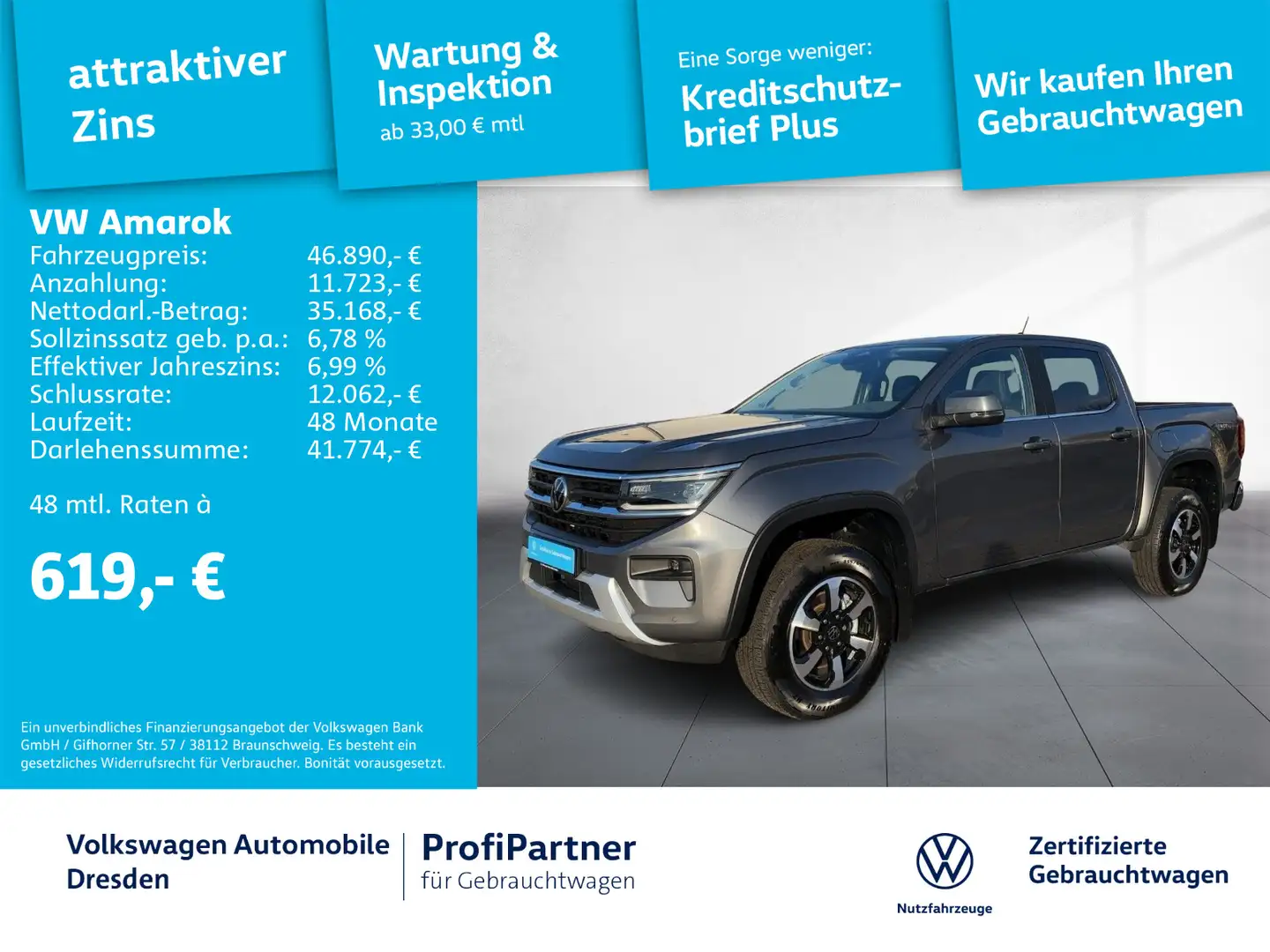 Volkswagen Amarok Style 4M V6 IQ-LED NAV AHZV DIFF KAMERA Grau - 1