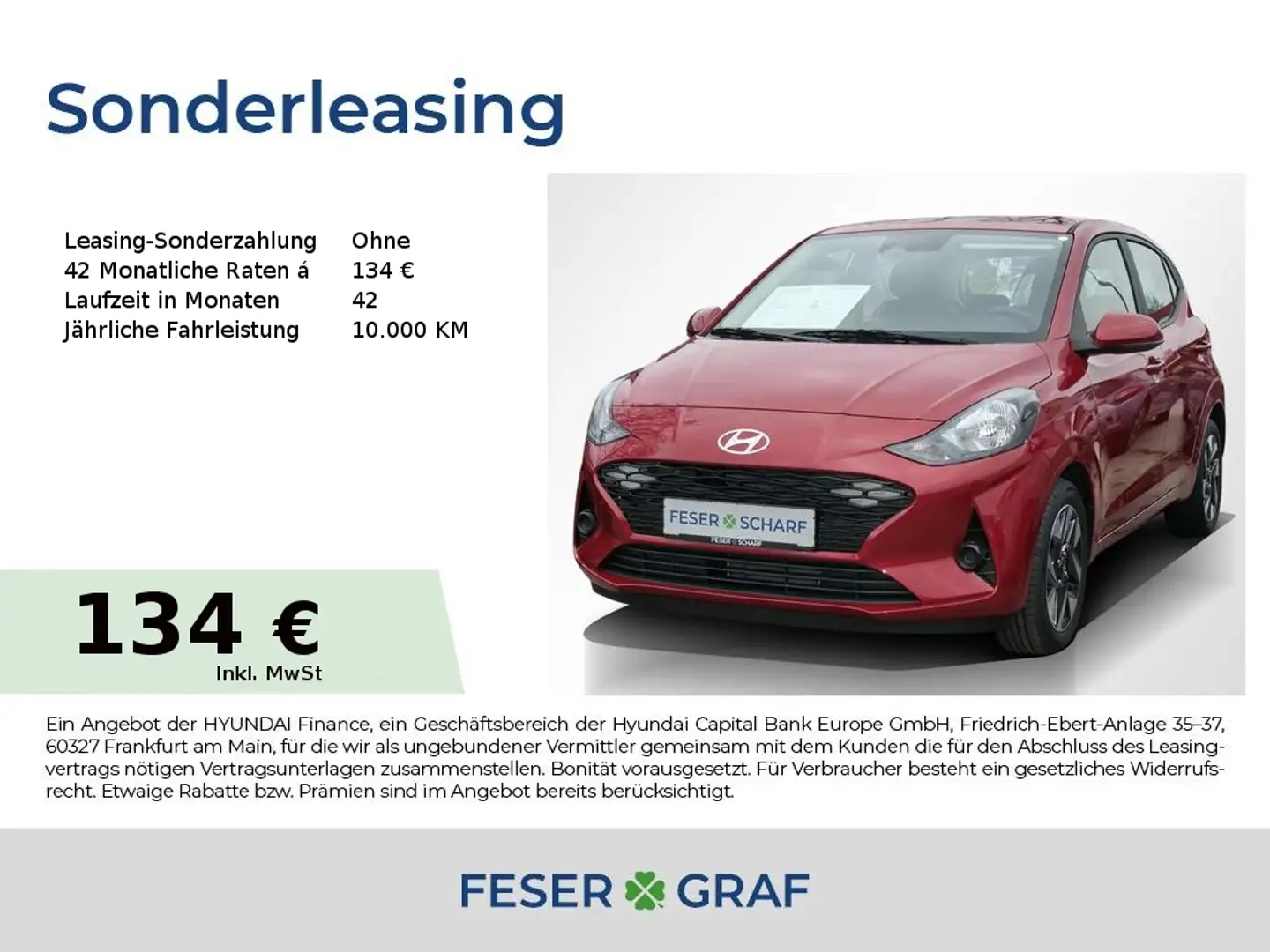 Hyundai i10 TREND KOMFORT-PAKET NAVI SHZ LHZ CARPLAY Rouge - 1