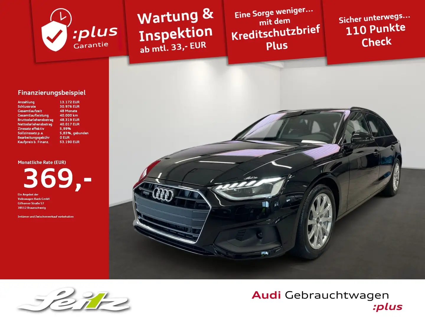 Audi A4 Avant 50 TDI quattro *AHK*MATRIX*KAMERA* Schwarz - 1