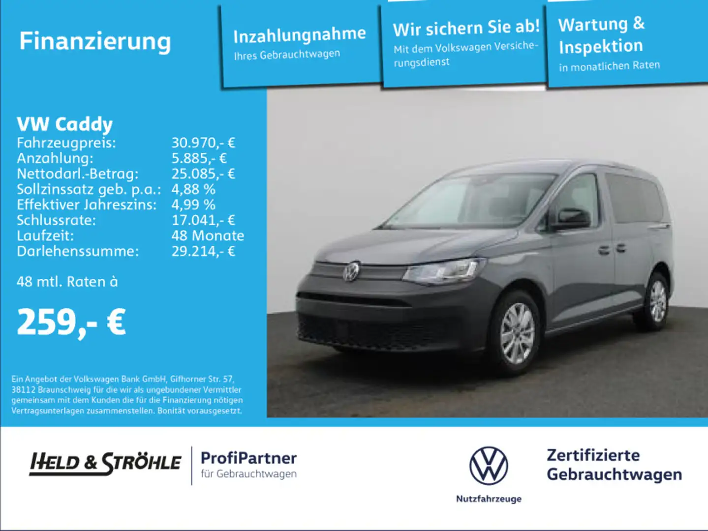 Volkswagen Caddy 2.0 TDI AHK NAV KAM PDC SHZ APP DAB+ Grijs - 1