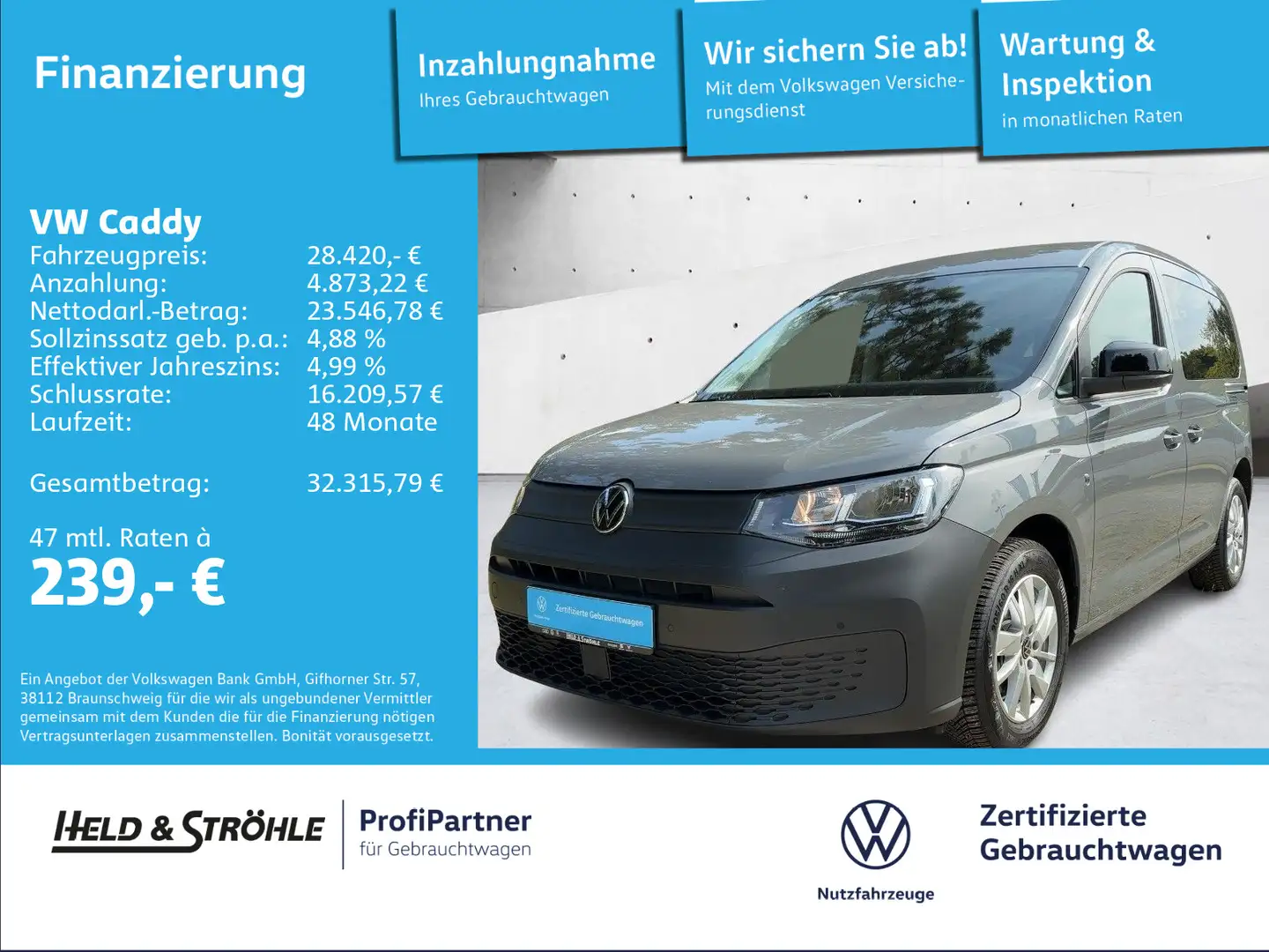 Volkswagen Caddy 2.0 TDI AHK NAV KAM PDC SHZ APP DAB+ Gris - 1