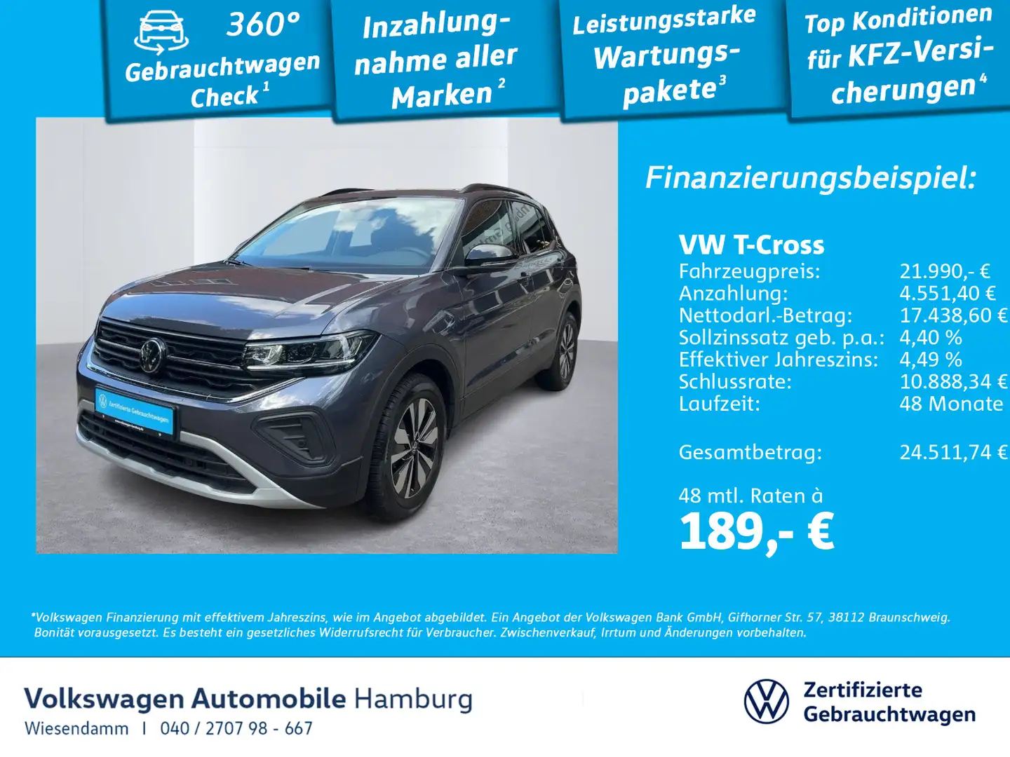Volkswagen T-Cross 1.0 TSI DSG Goal LED/ACC/SITZHZG./KAMERA Grau - 1