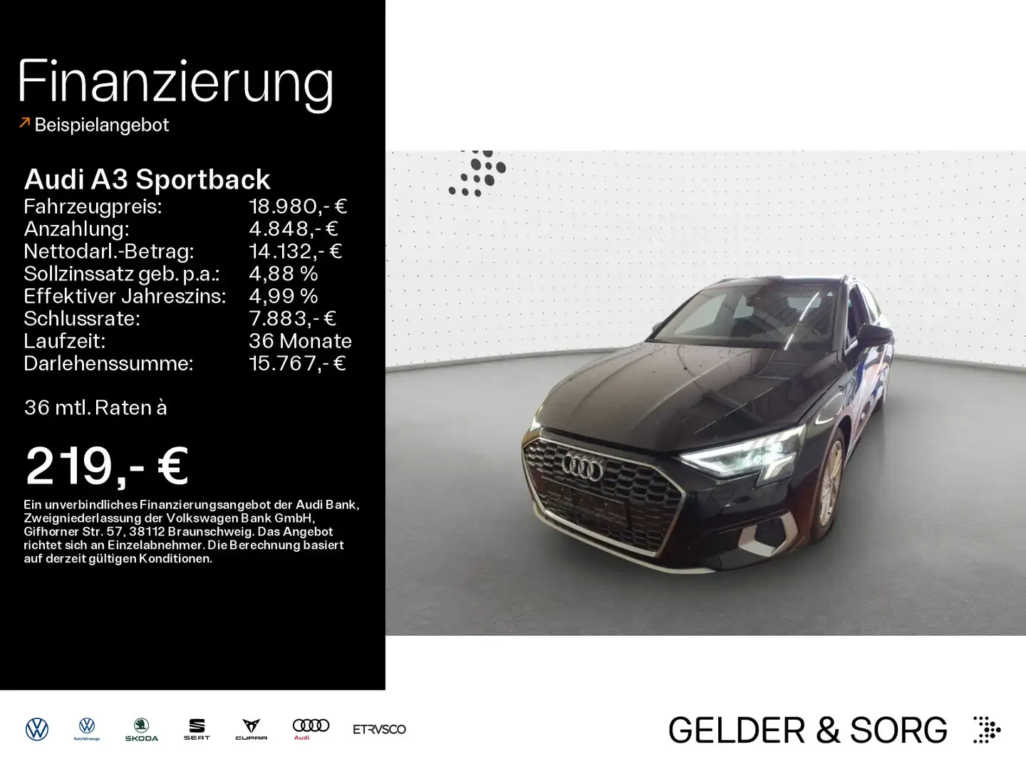 Audi A3 40 TFSIe advanced AHK*LED*Navi*GRA Nero - 1