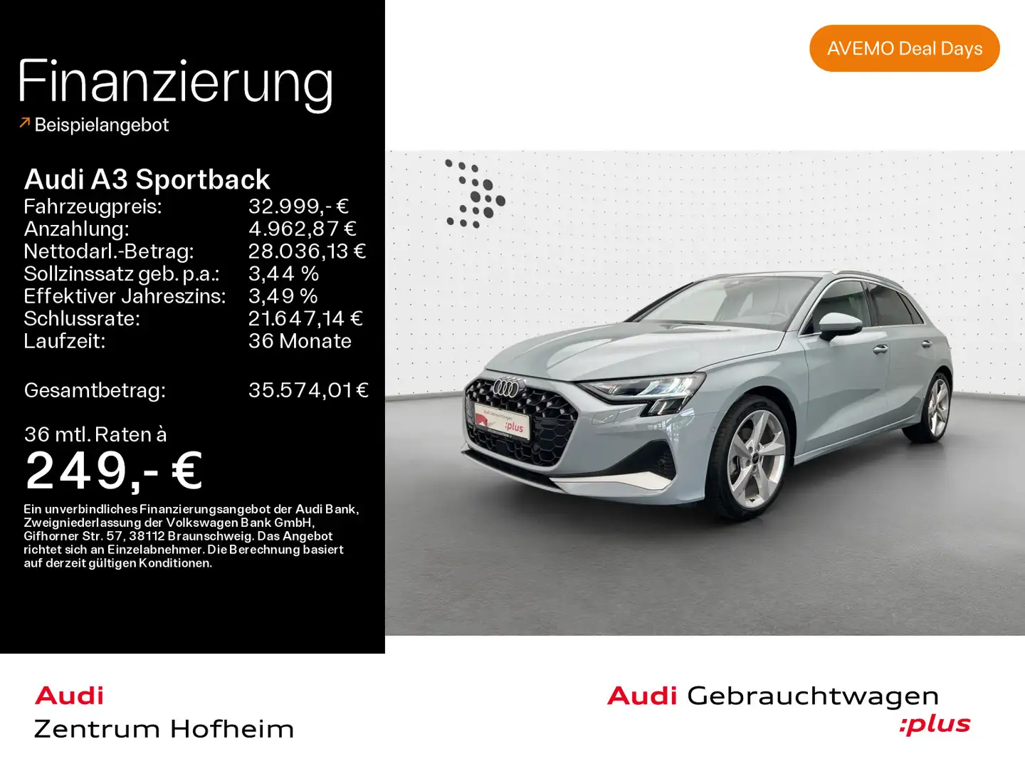 Audi A3 35 TFSI Advanced S tro*Sonos*LED*Vi Grau - 1