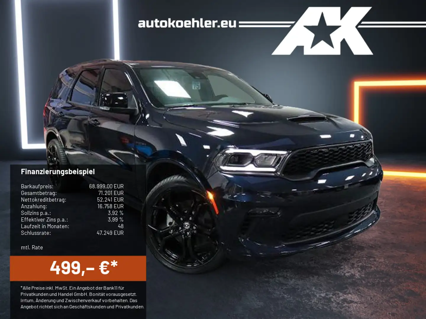 Dodge Durango 5,7 R/T, Sonderleasing, ACC,LPG,Midnightblue! Bleu - 1