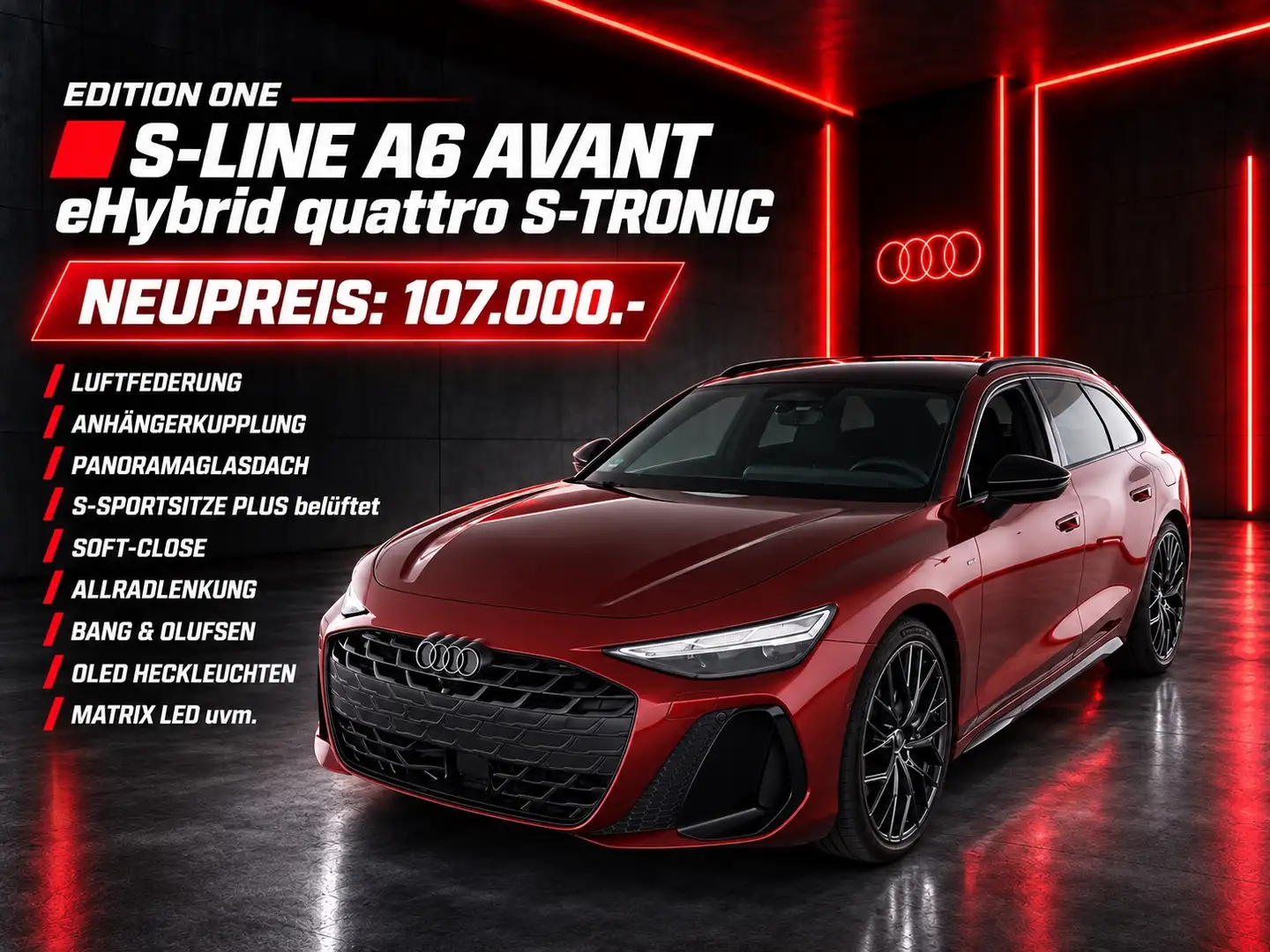 Audi A6 EDITION ONE S-LINE eHYBRID quattro 220kW LUFT PANO AHK S-SPORTSITZ belüftet BANG&OLUFSEN ALLRADLENKUNG Rot - 1