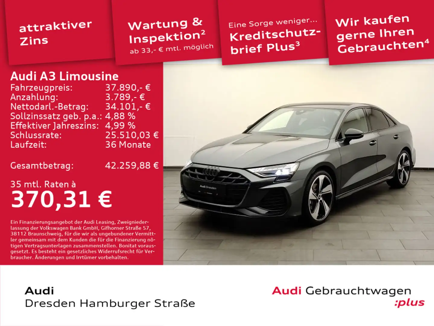 Audi A3 S line 35 TFSI S tronic MATRIX SONO Grau - 1