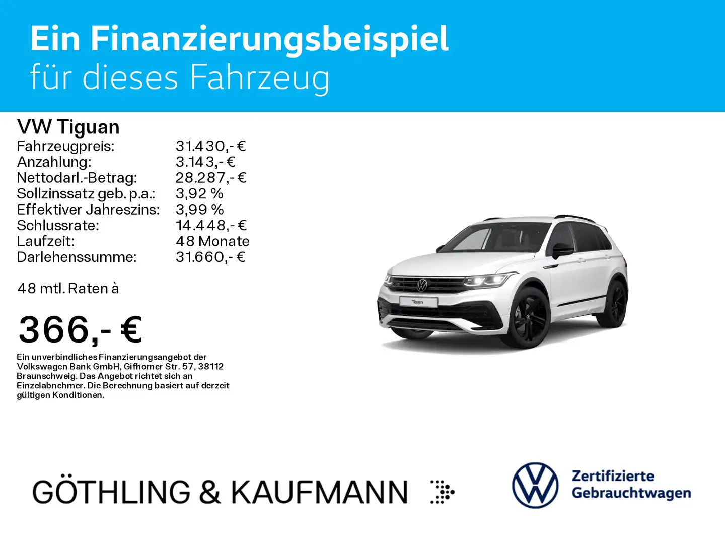 Volkswagen Tiguan R-Line 2.0 TDI 110kW*DSG*NAVI*Matrix*Blac Weiß - 2