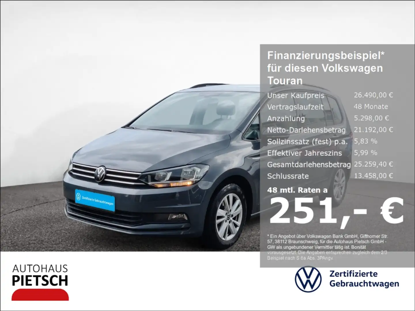 Volkswagen Touran 1.5 TSI DSG AHK ACC KLIMA PDC DAB Grau - 1