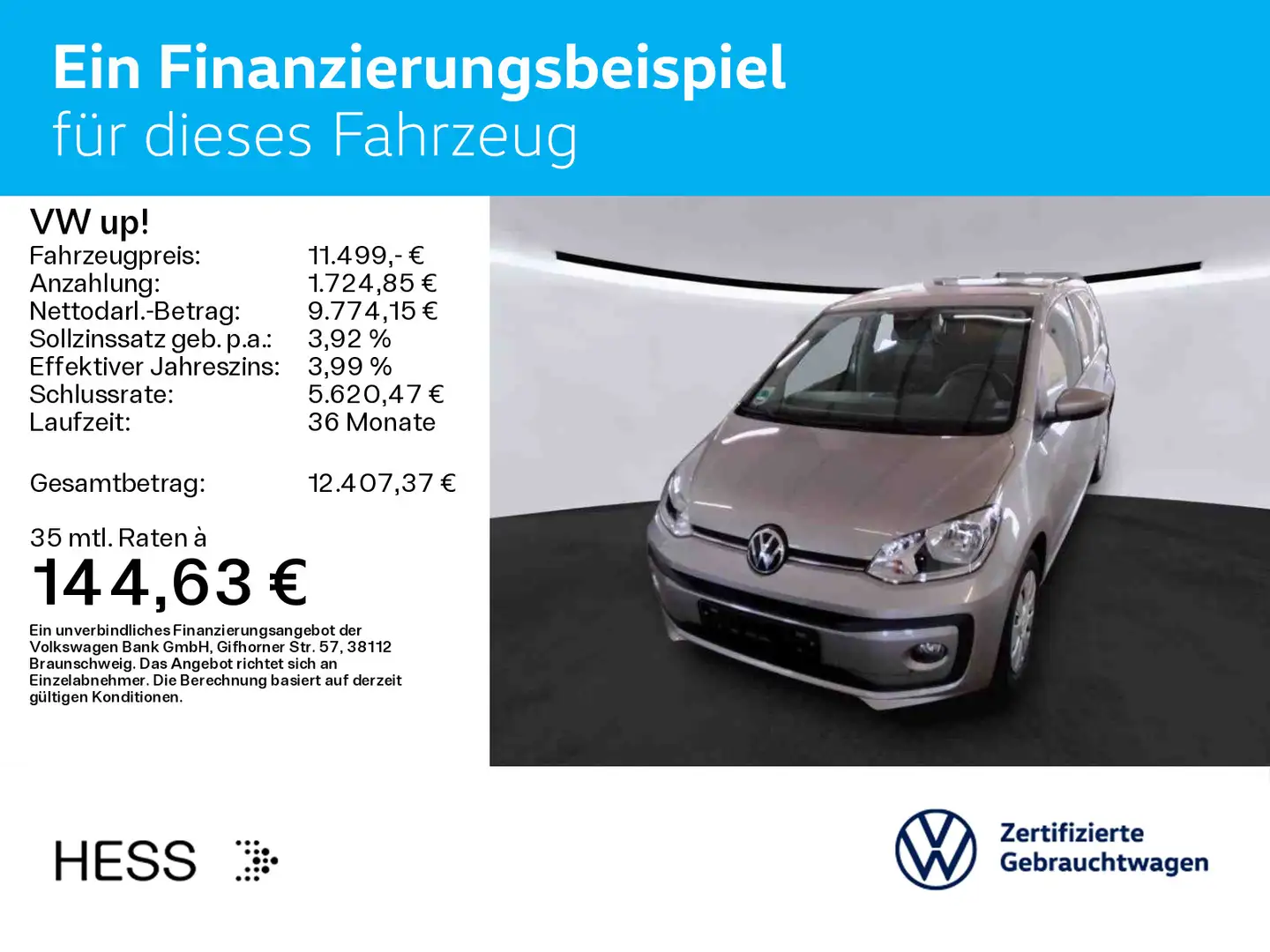 Volkswagen up! 1.0 move up!*SHZ*KLIMA*NAVI*ALLWETTER Argent - 2
