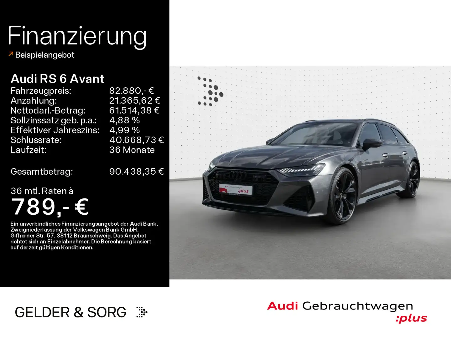 Audi RS6 qu. Keramik*Sport-Aga*305km/h*Pano Grijs - 1