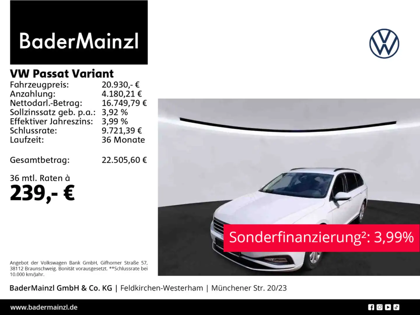 Volkswagen Passat Variant 2.0 TDI DSG AHK Navi SHZ Kamera Weiß - 1