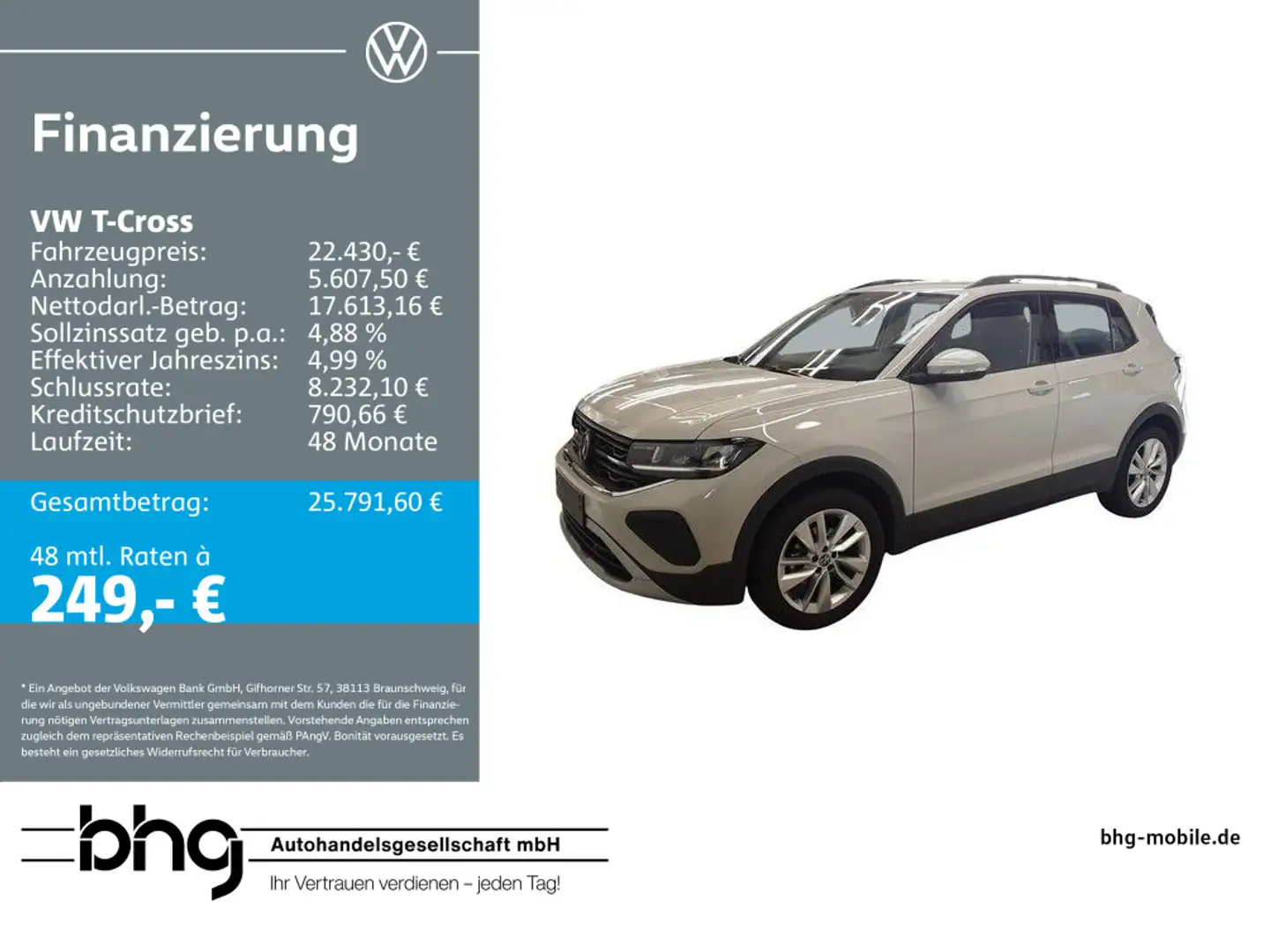 Volkswagen T-Cross 1.0 TSI OPF Life Klima Sitzheizung Grau - 1