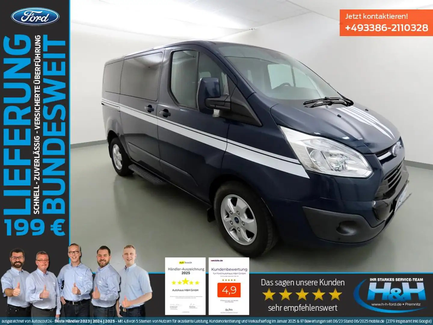 Ford Tourneo Custom 2.0 Aut L1 Titanium ACC+SHZ Blau - 1