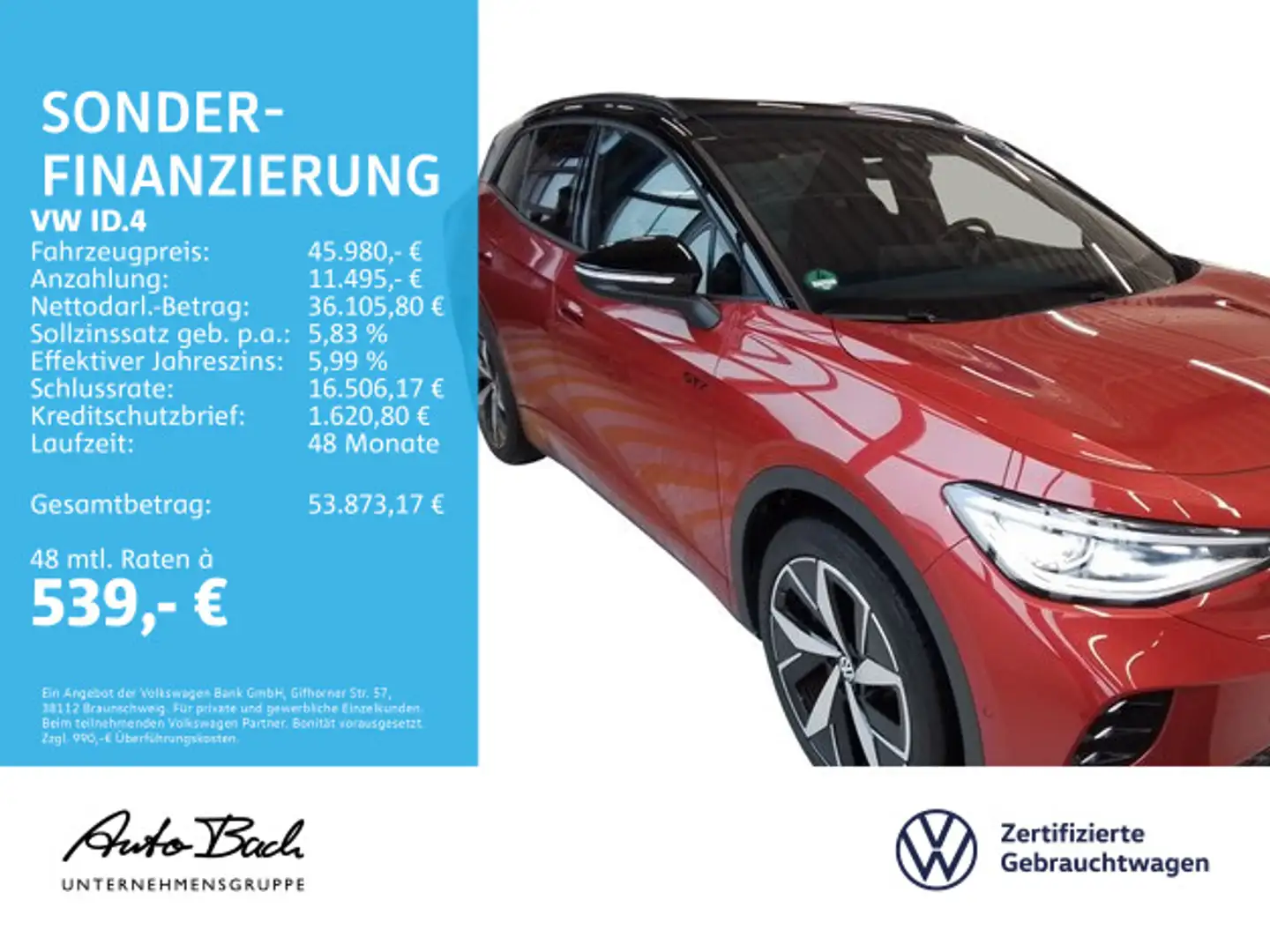 Volkswagen ID.4 GTX Navi LED Standhzg HuD CarPlay ACC AHK Rot - 2