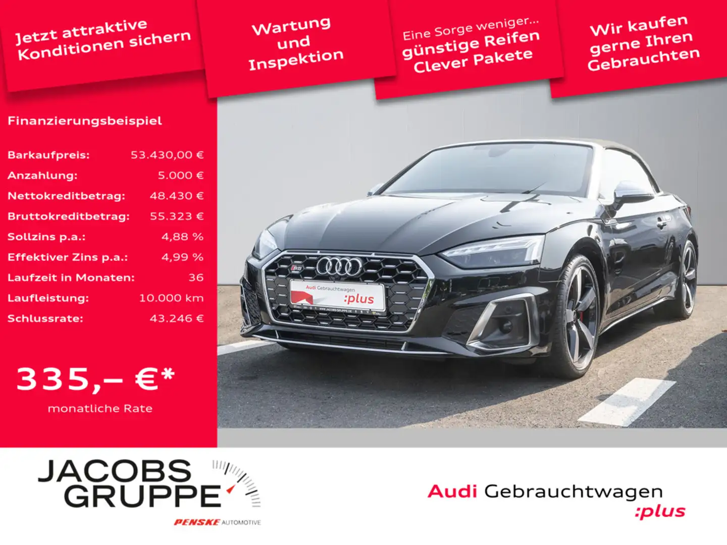 Audi S5 Cabriolet 3.0 TFSI quattro Kamera, Navi Pl Schwarz - 1