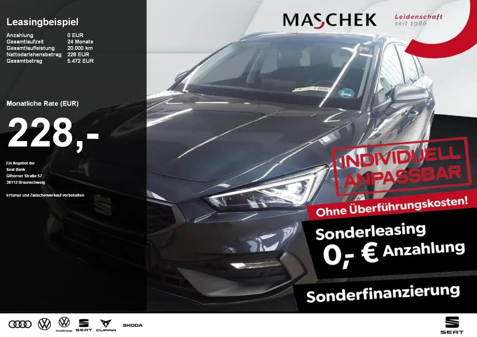 SEAT Leon ST FR 1.5 eTSI DSG Matrix Sitzh. Navi RearView ACC Grau - 1