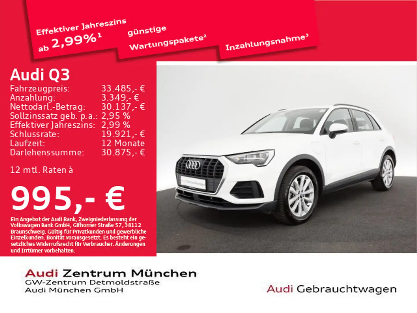 Audi Q3 45 TFSI e S tronic AHK/Navi+/Kamera Weiß - 1