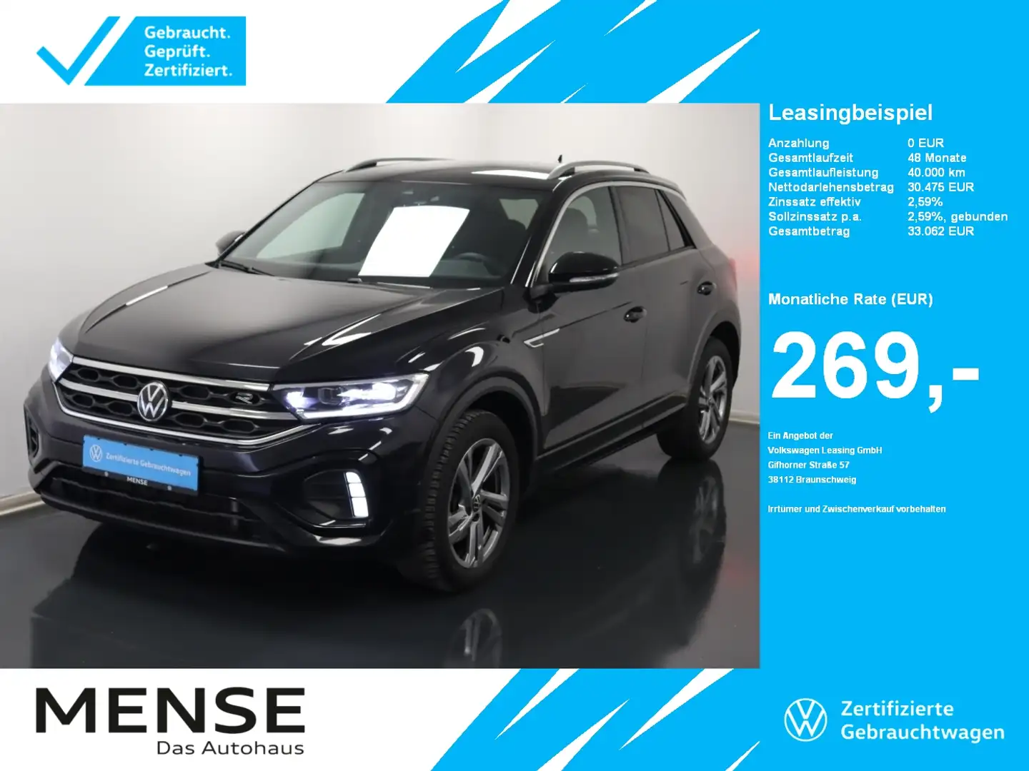 Volkswagen T-Roc 2.0 TDI DSG R-Line |ACC|VirtualCP|FLA|LED Schwarz - 1