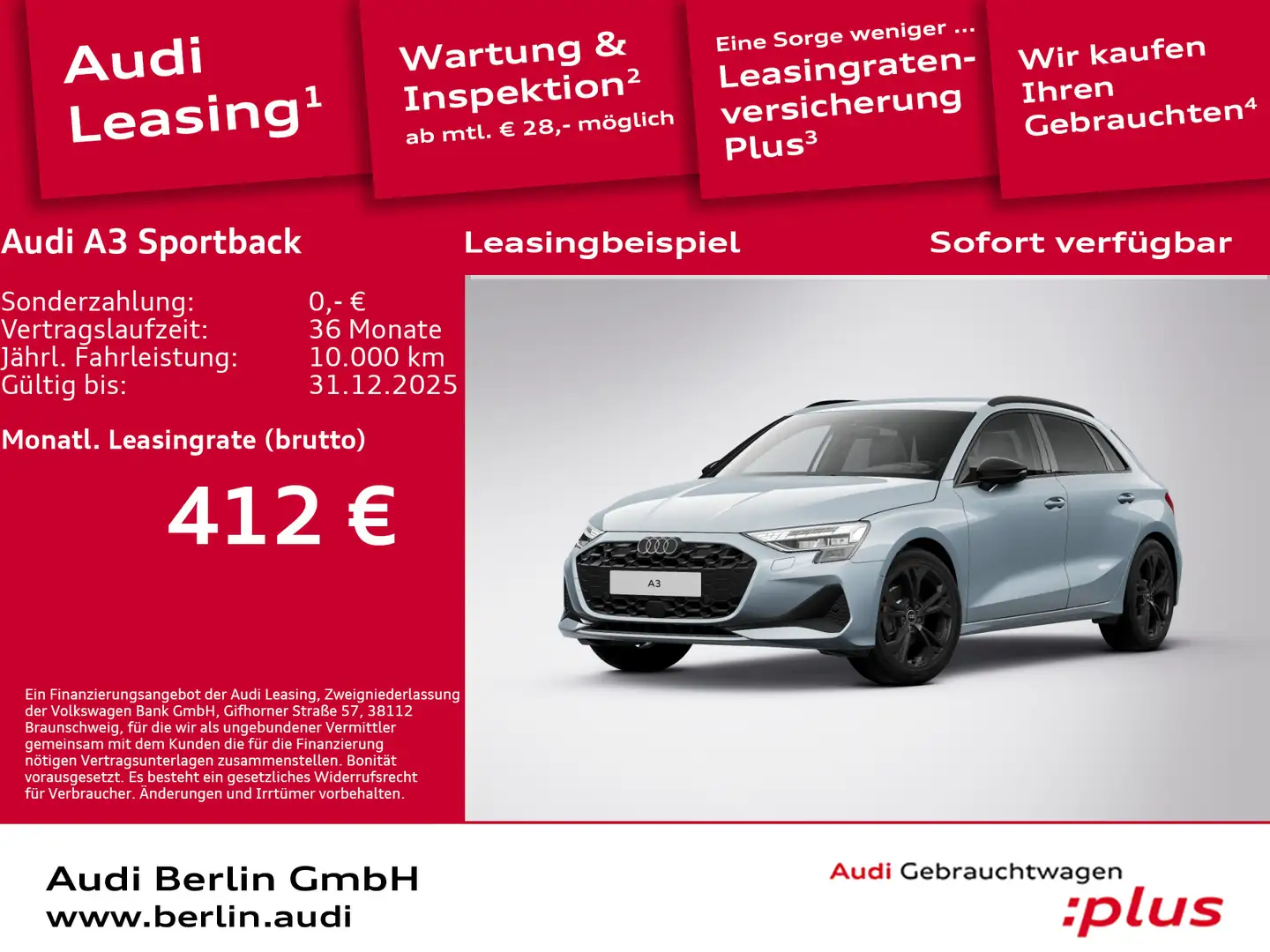 Audi A3 Advanced 30 TFSI S tr. Grau - 1