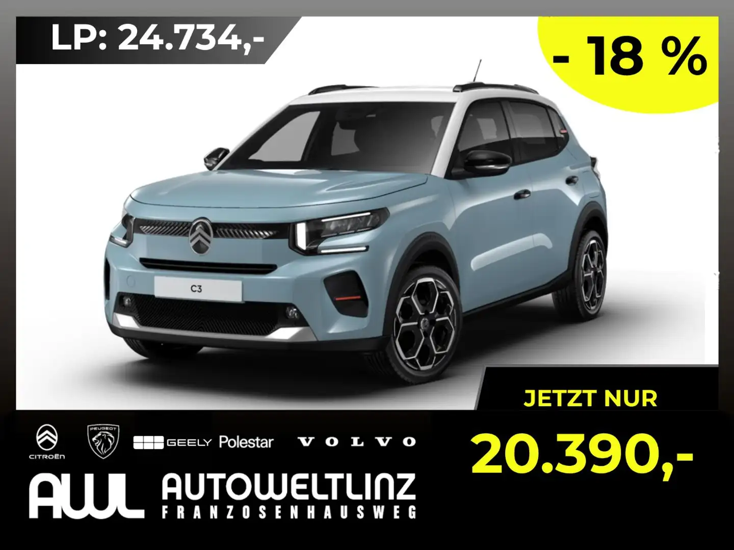 Citroen C3 Turbo 100 PS MAX LED+Navi+Kam.+KlimaA+PDC Blau - 1