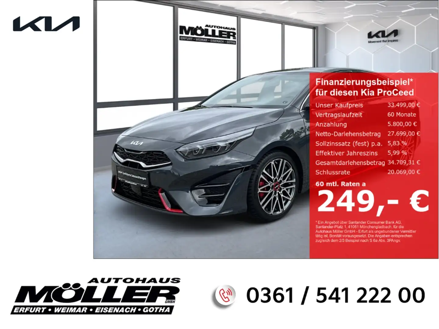 Kia ProCeed / pro_cee'd GT 1.6T DCT7 *AHZV* Glasdach Memory ACC Kamera LED Grau - 1