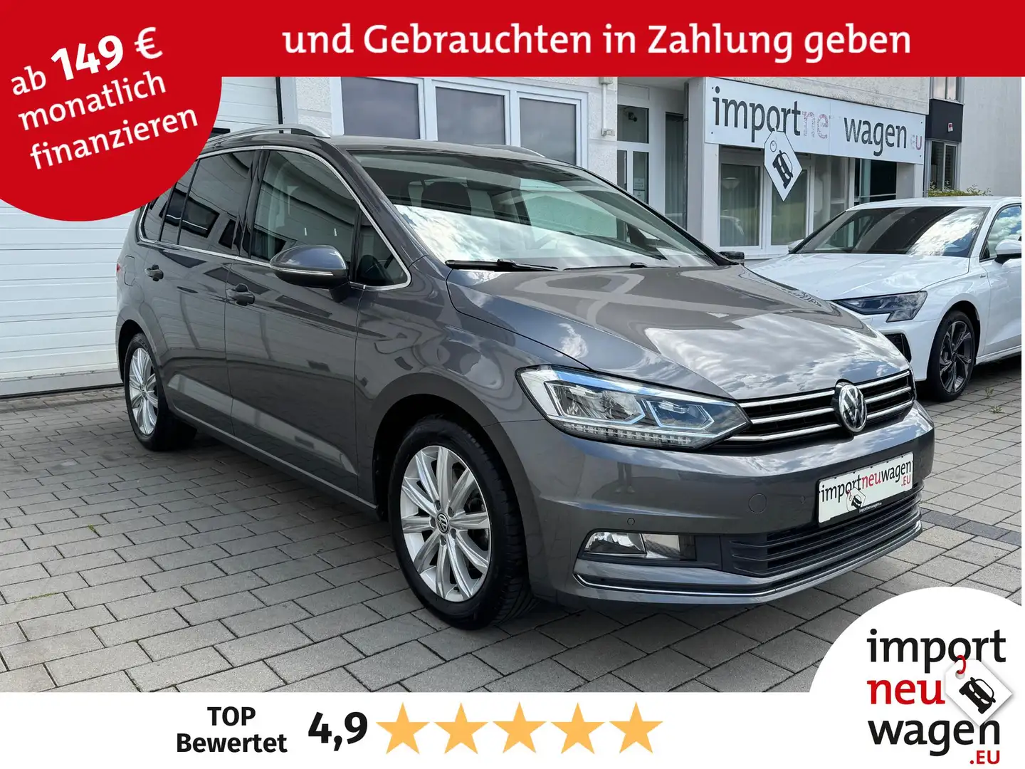 Volkswagen Touran Highline 1.4 TSI LED+ACC+AHK+Service neu+8-fach! Сірий - 1