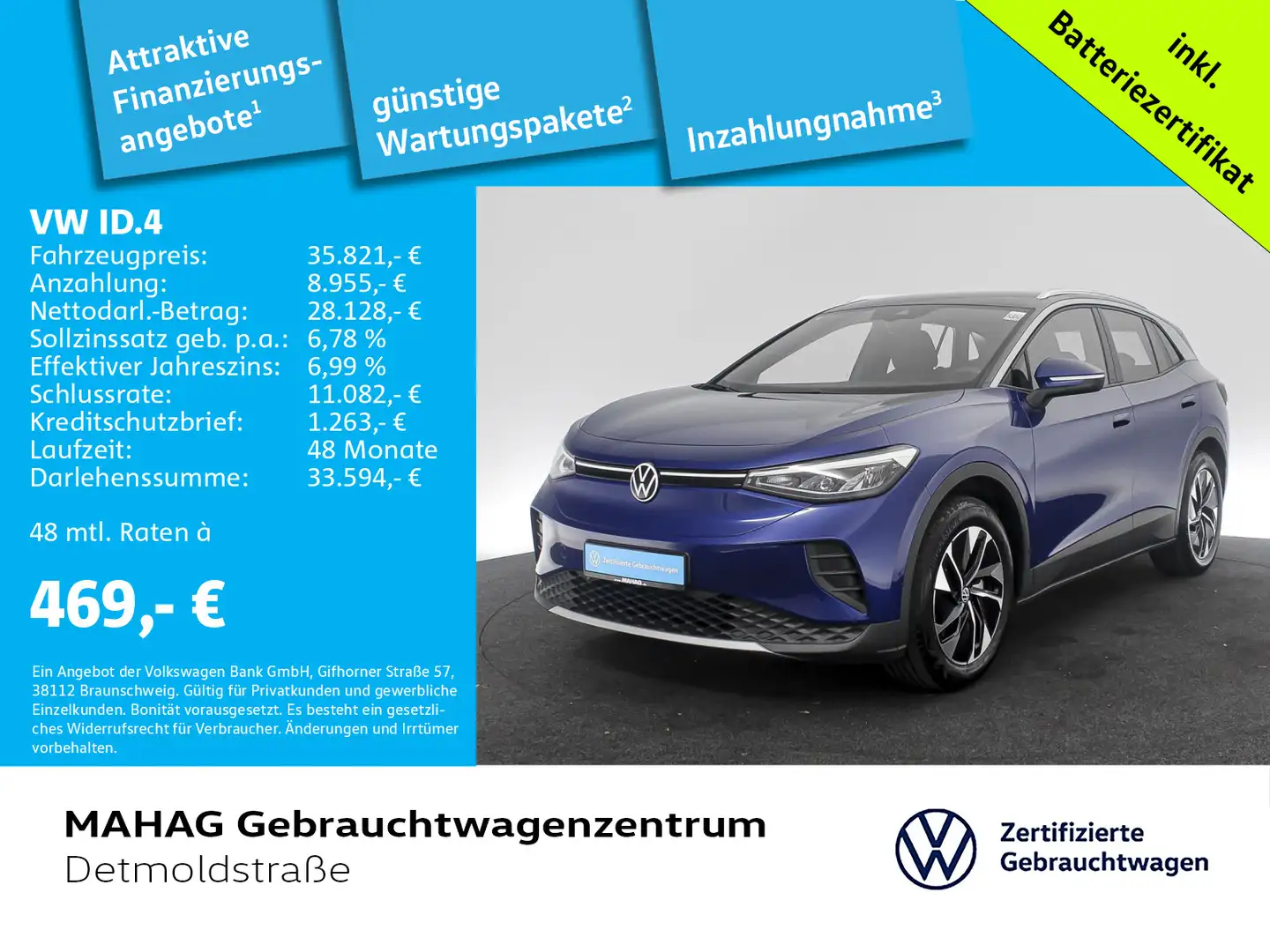 Volkswagen ID.4 Pro ExtStyleSilver Wärmepumpe CCS Navi LED Blau - 1