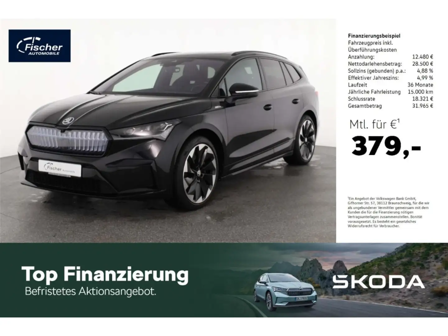 Skoda Enyaq 80x Sportline 82kWh W-Pumpe/HUD/AHK/Pano Schwarz - 1