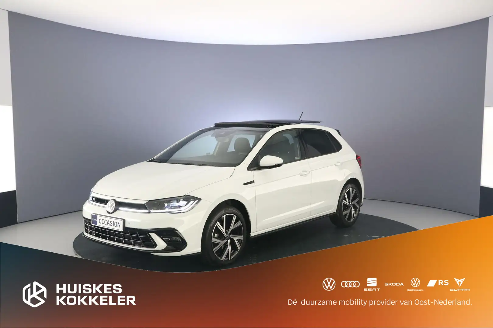 Volkswagen Polo R-Line 1.0 TSI 95pk DSG Automaat Panoramadak, Adap Wit - 1