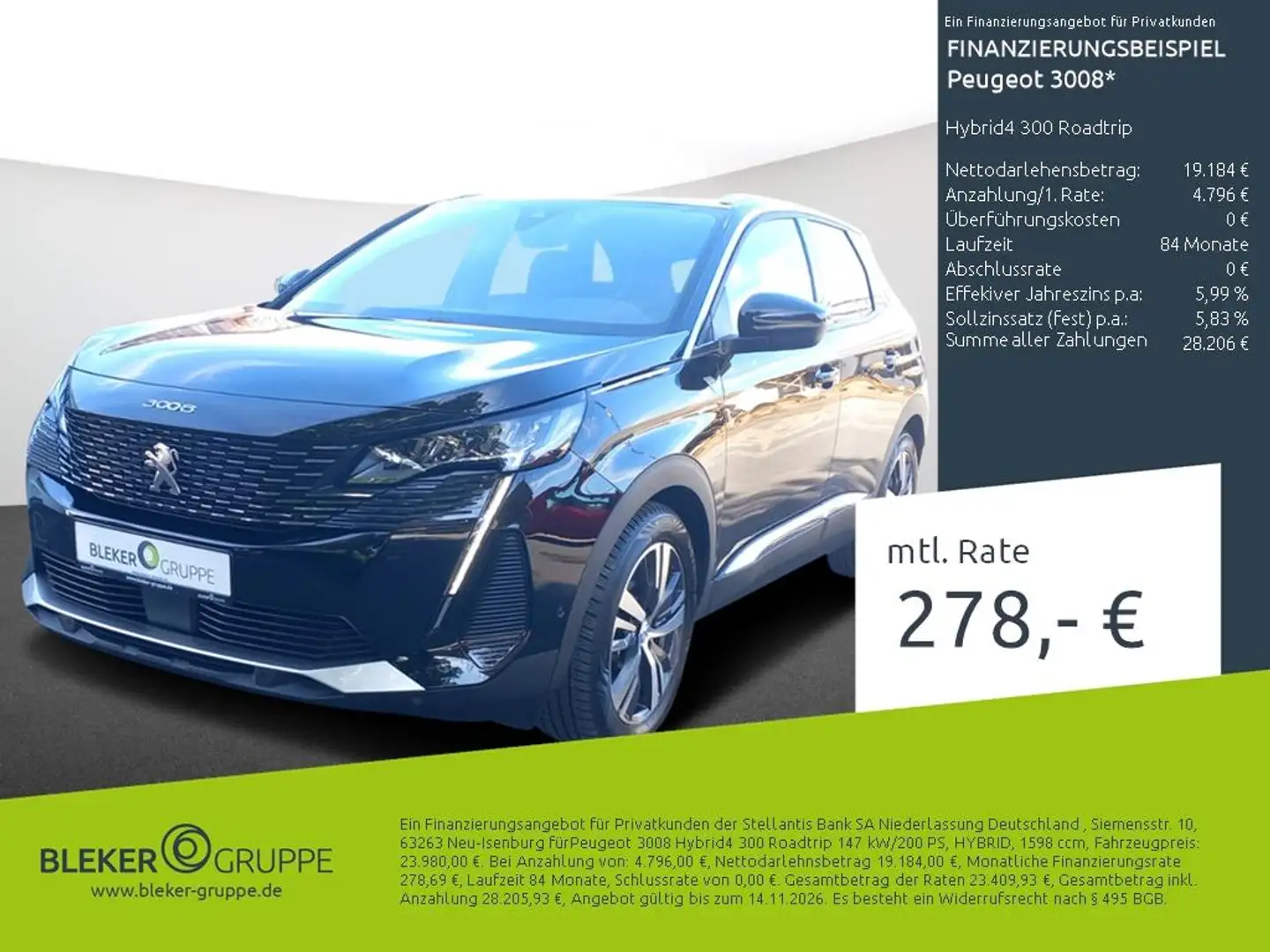 Peugeot 3008 Hybrid4 300 Roadtrip Noir - 1