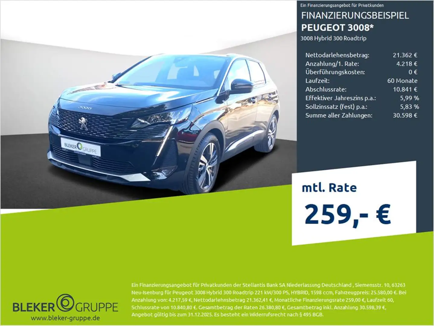Peugeot 3008 3008 Hybrid4 300 Roadtrip Noir - 1