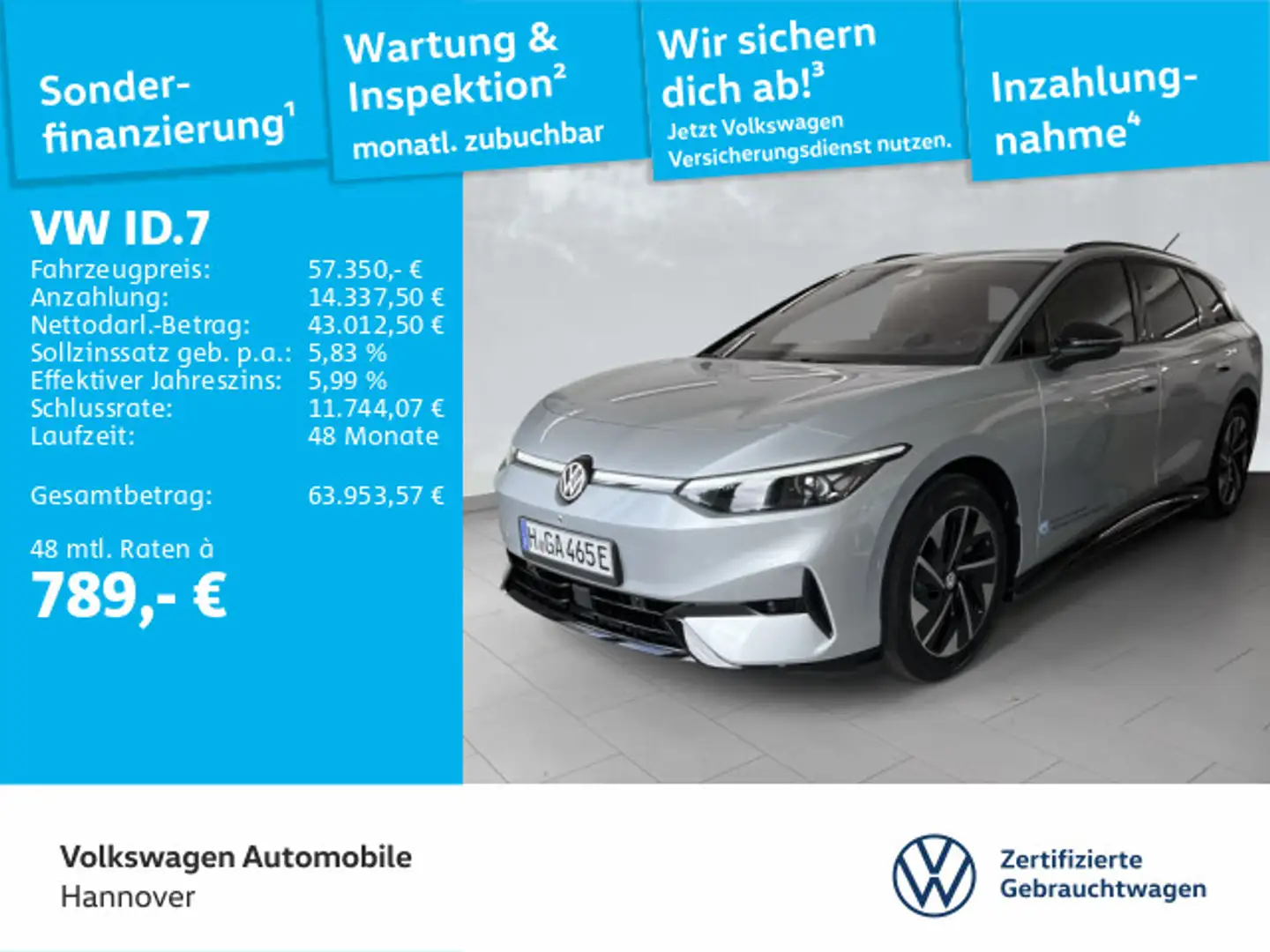 Volkswagen ID.7 Tourer Pro S Navi IQ.LIGHT Rückfahrkamera K Silber - 1