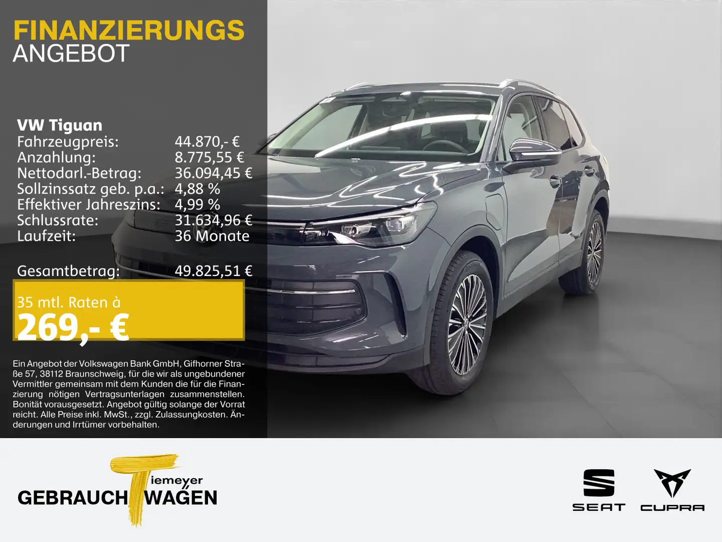 Volkswagen Tiguan 1.5 TSI DSG eHybrid LIFE LM18 LED+ AHK KA Grau - 1
