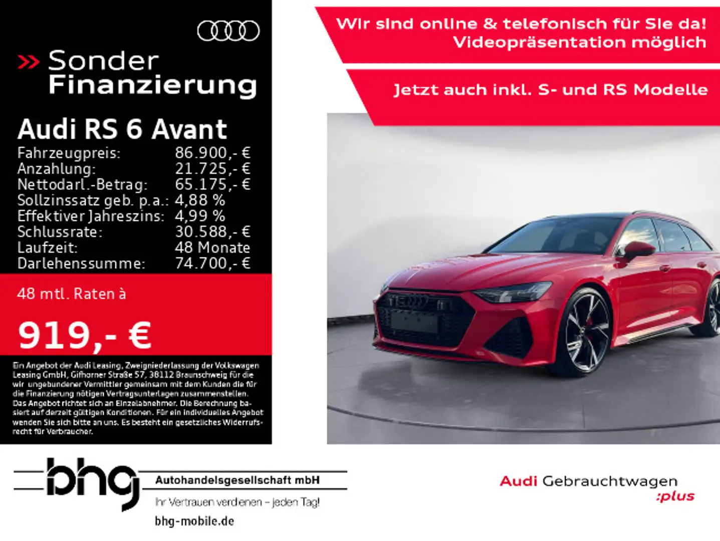 Audi RS6 q 4.0 V8 tiptronic Rood - 1