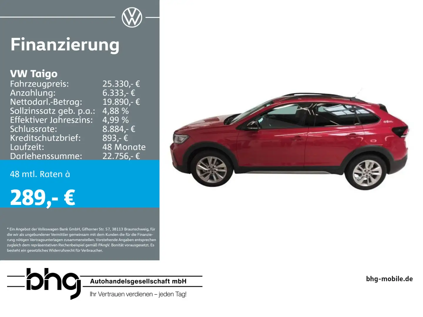 Volkswagen Taigo 1.0 TSI OPF DSG Goal Rot - 1
