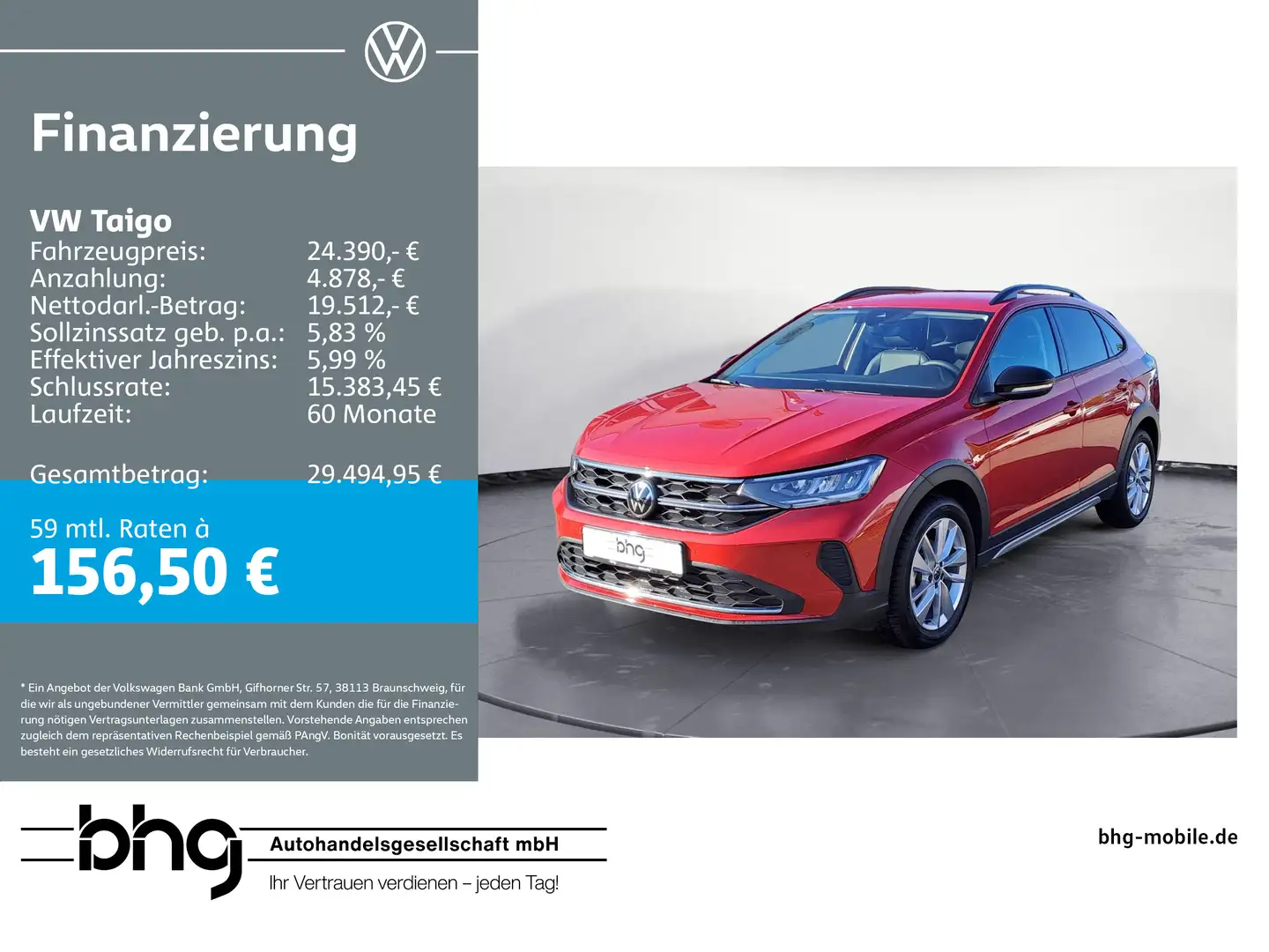 Volkswagen Taigo 1.0 TSI OPF DSG Goal Rot - 1
