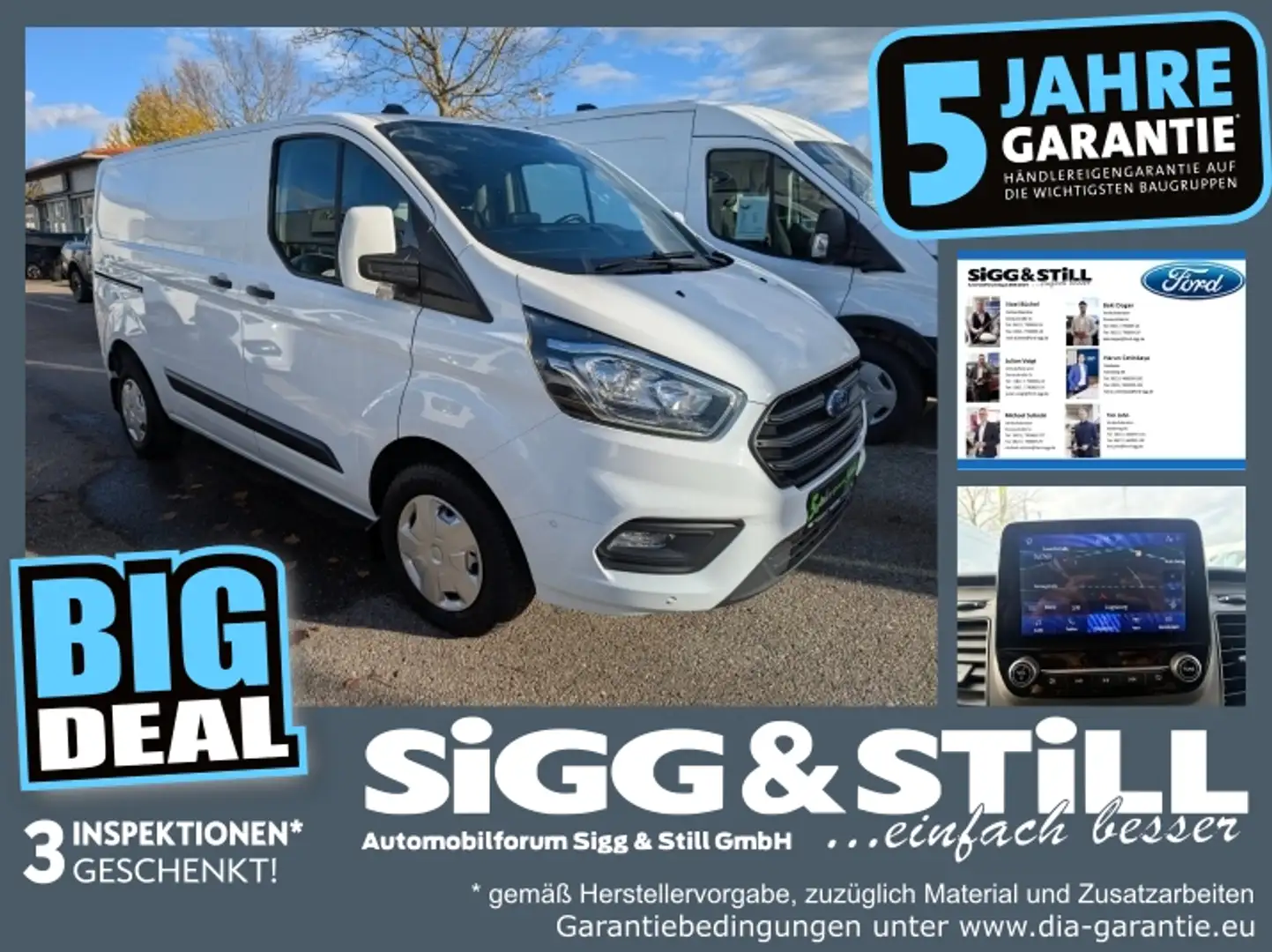 Ford Transit Custom 2.0 TDCi 280 L1 Trend NAV*KLIMA*PDC Blanc - 1