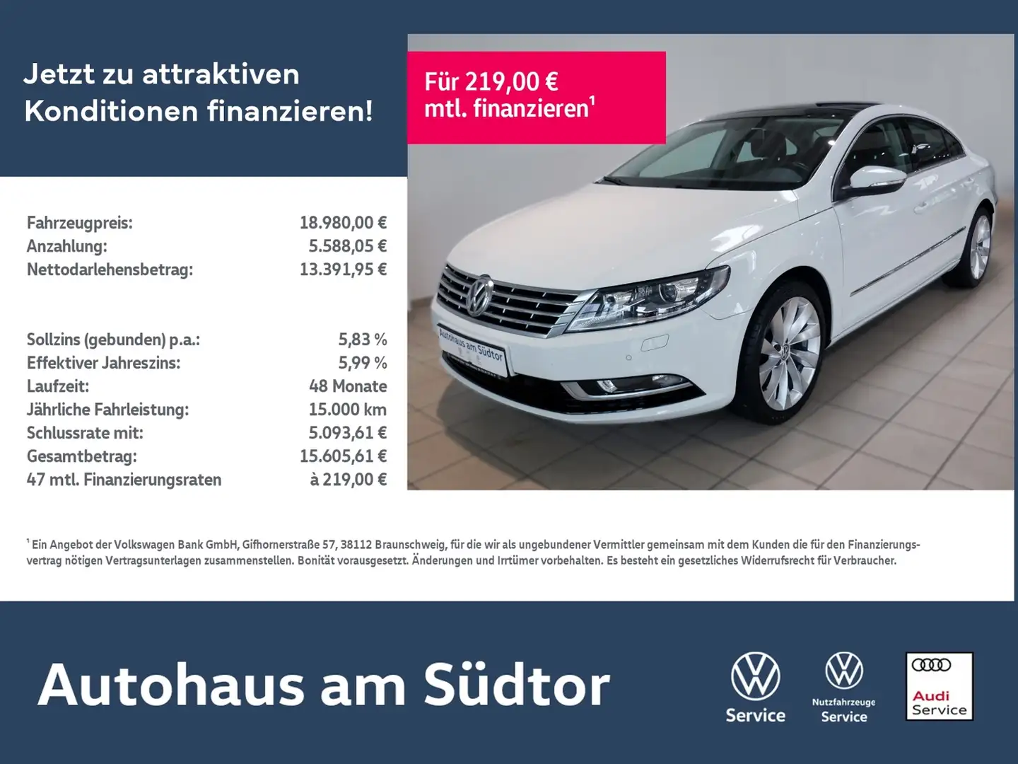 Volkswagen CC 2.0 TDI DSG | Xenon RFK GRA Navi Weiß - 1