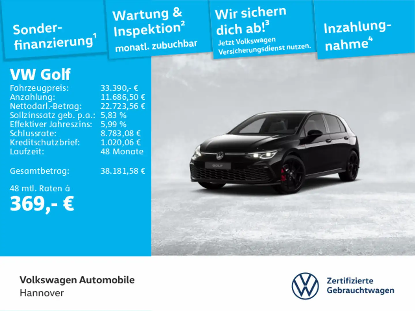 Volkswagen Golf GTI Golf VIII 2.0 TSI DSG GTI Navi AHK ACC DigCockpi Schwarz - 1