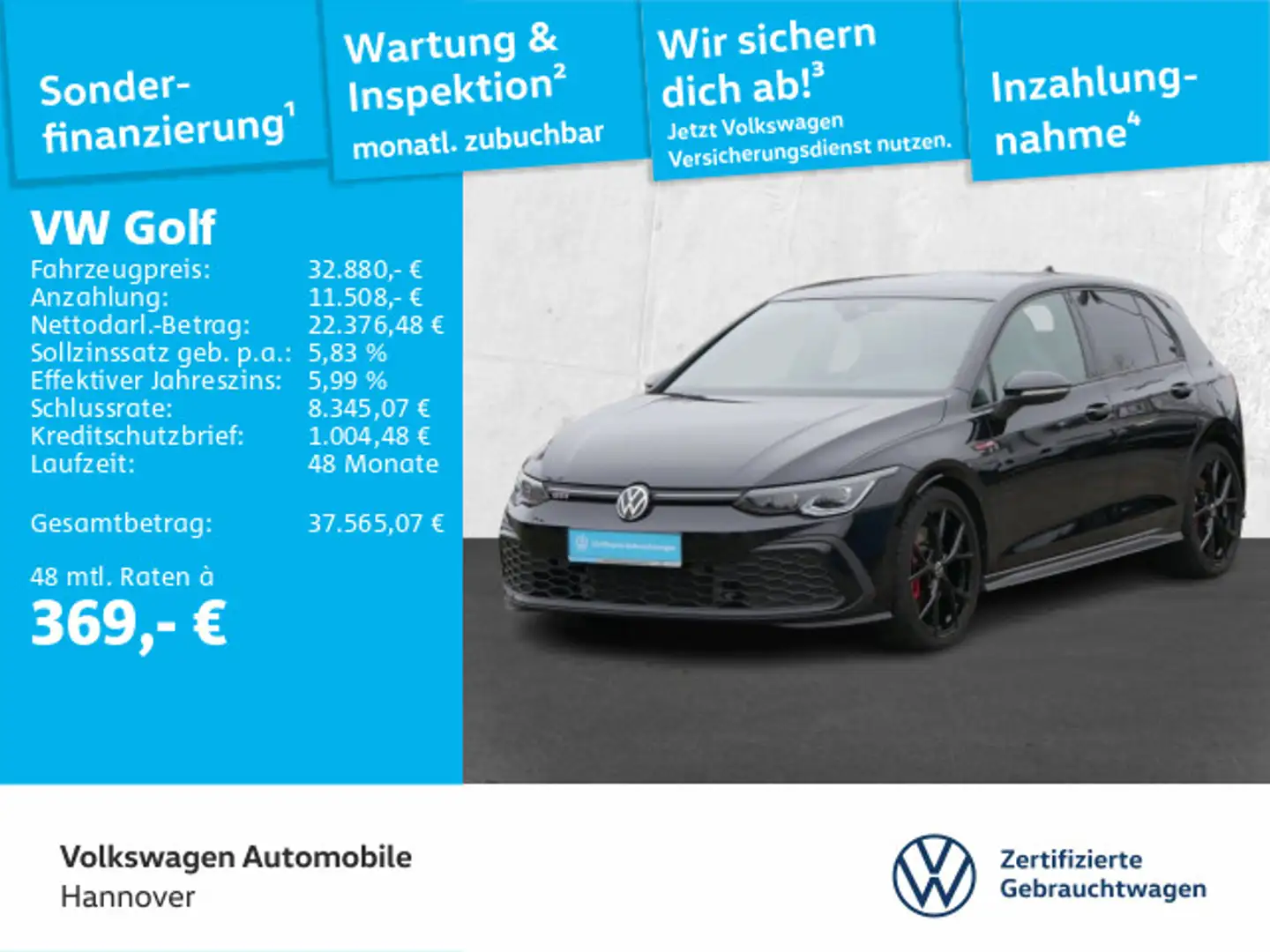 Volkswagen Golf GTI Golf VIII 2.0 TSI DSG GTI Navi AHK ACC DigCockpi Schwarz - 1