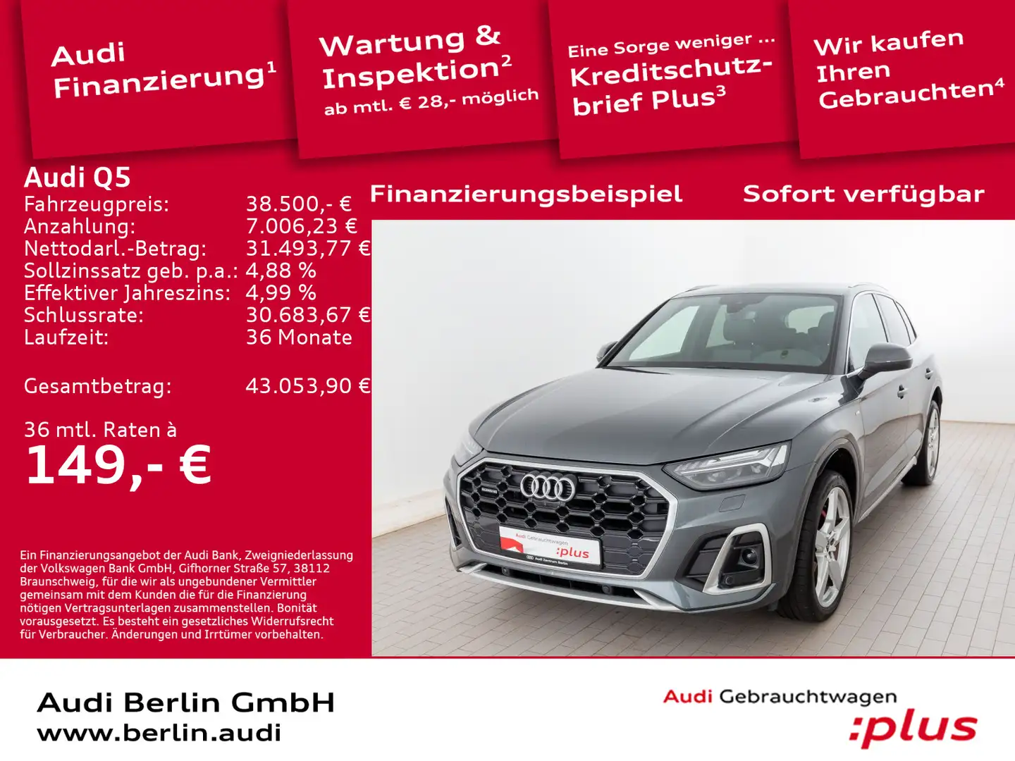 Audi Q5 S line 40 TDI qu.S tr. STDHZG MATRIX 360°K NA Grau - 1