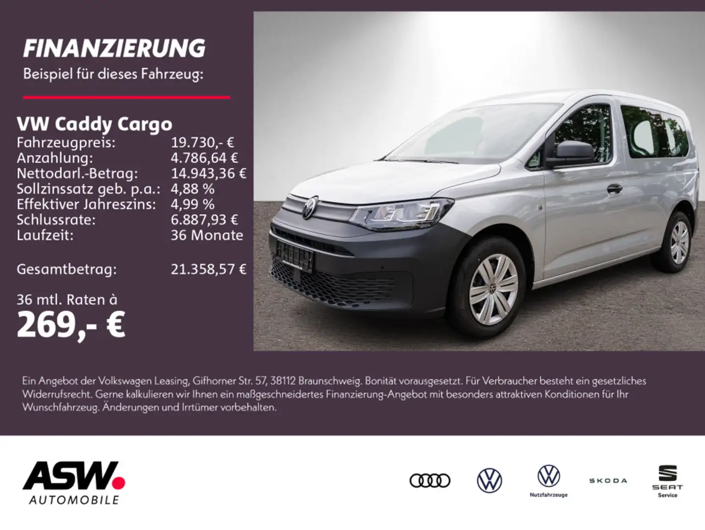 Volkswagen Caddy 1.5 TSI Klimaauto PDC v/h DAB+ Argent - 1
